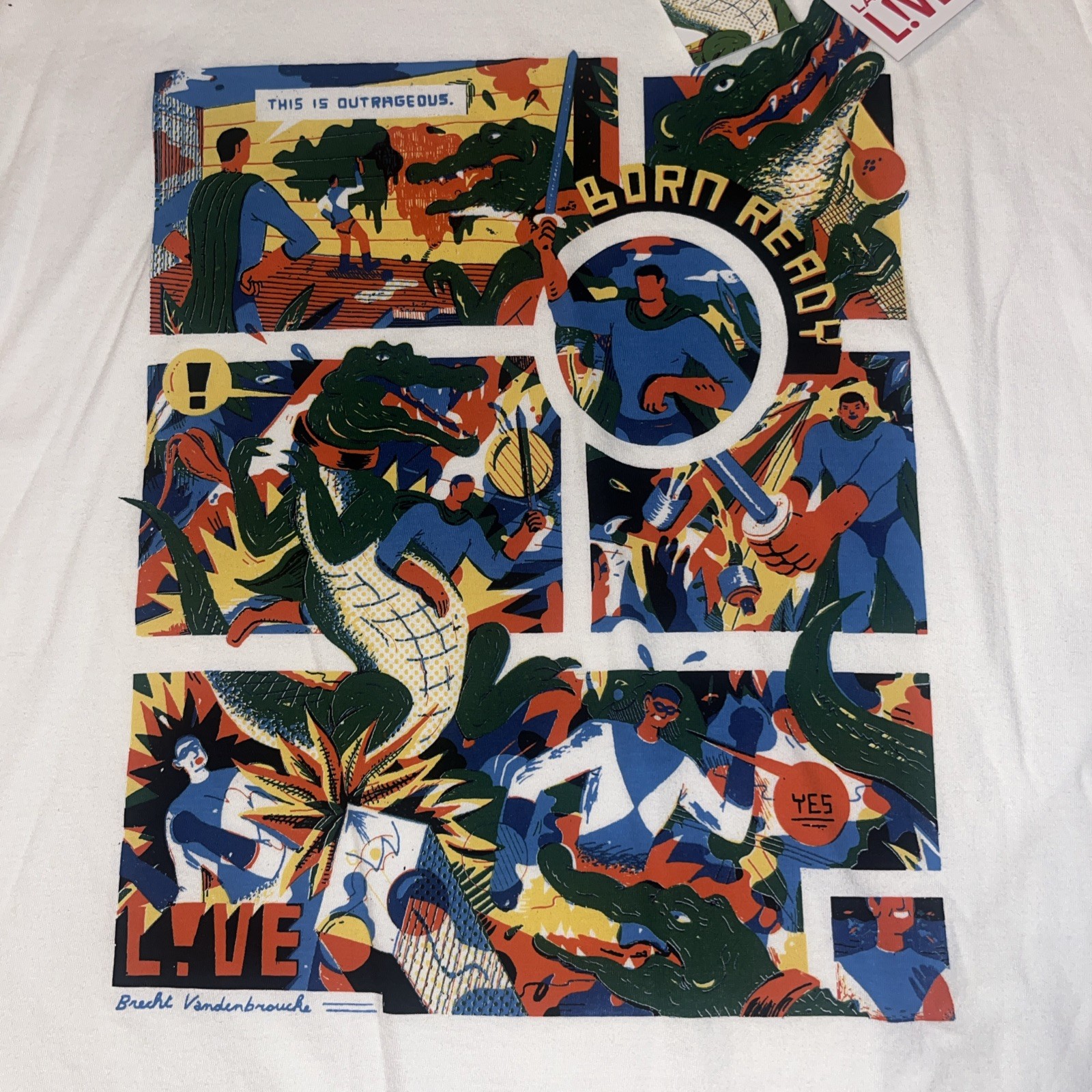 Lacoste LIVE Tshirt NWT Super Hero Series x Brecht V. Size 6 Large MSRP $70