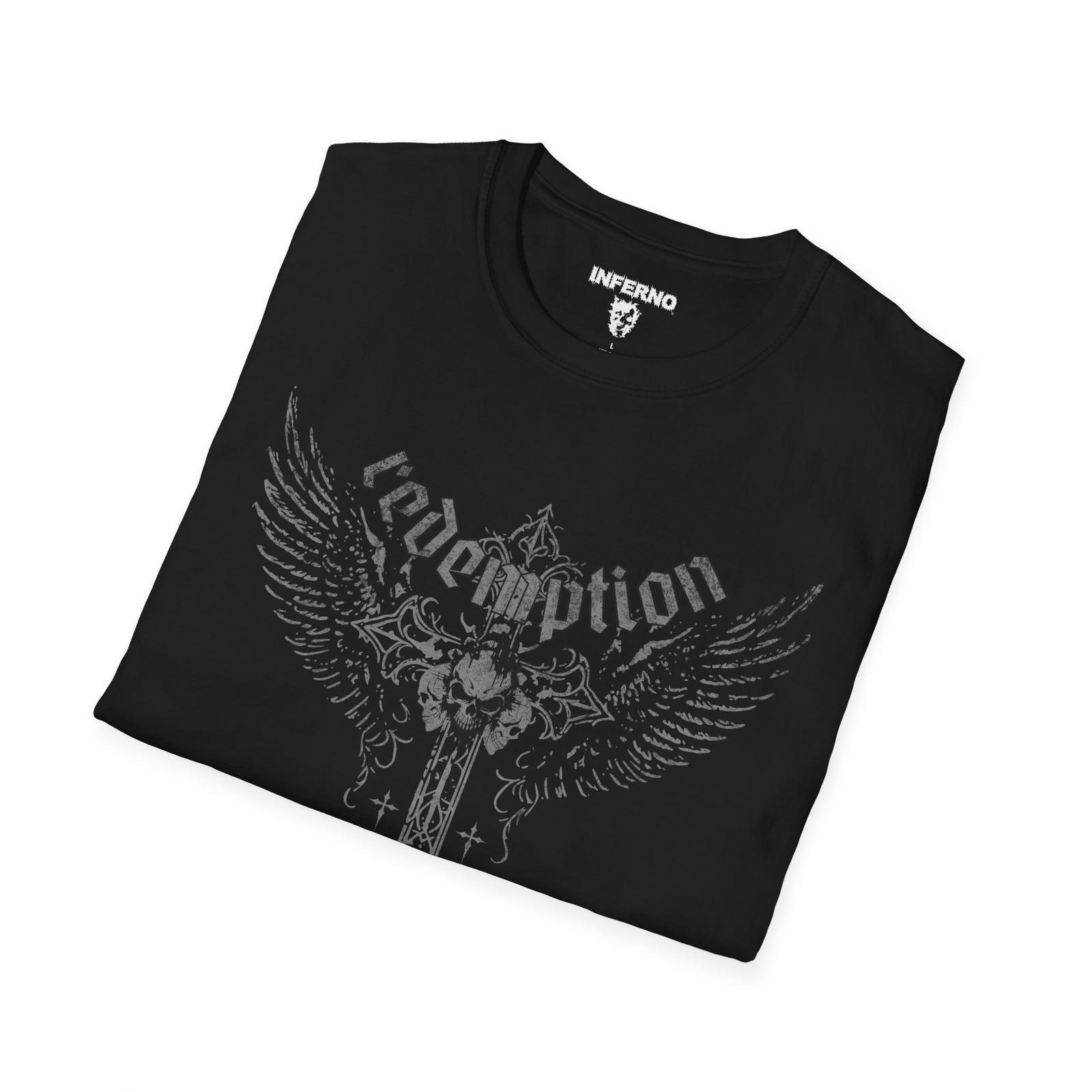 Y2K Grunge Skull Cross Tshirt, Gothic Cross, Alternative clothing, Wings Y2K Tee