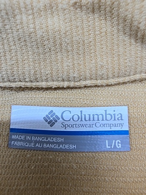 Columbia Outdoor Polo Shirt Men’s Tan L/G Regular Fit Logo Knit
