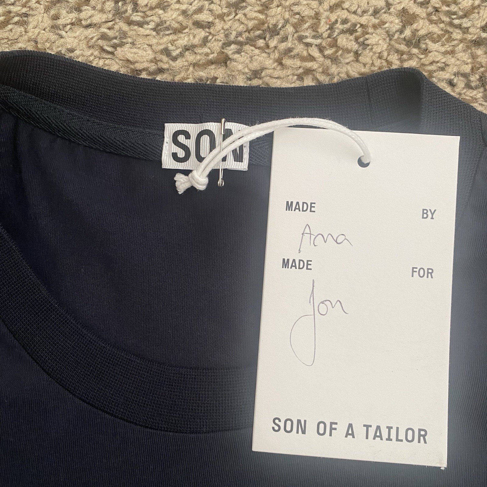 Son of a Tailor T Shirt Mens M/L Blue Short Sleeve Casual Crew See Measurements