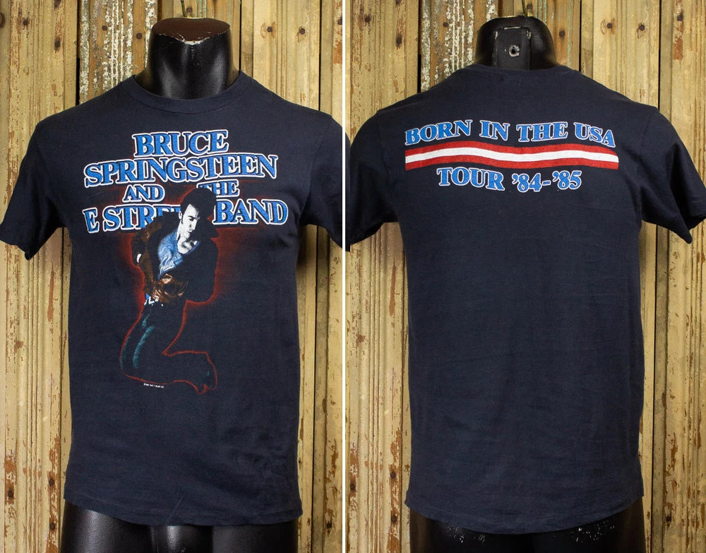 Vintage Bruce Springsteen Born In The USA Tour Concert T Shirt 1984-1985 Black
