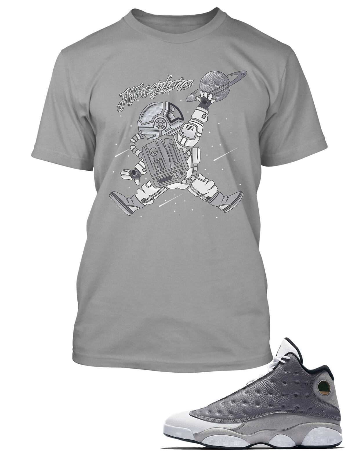 Mens Spaceman Sneaker Tee Shirt Match J13 Atmosphere Grey Big Tall Small