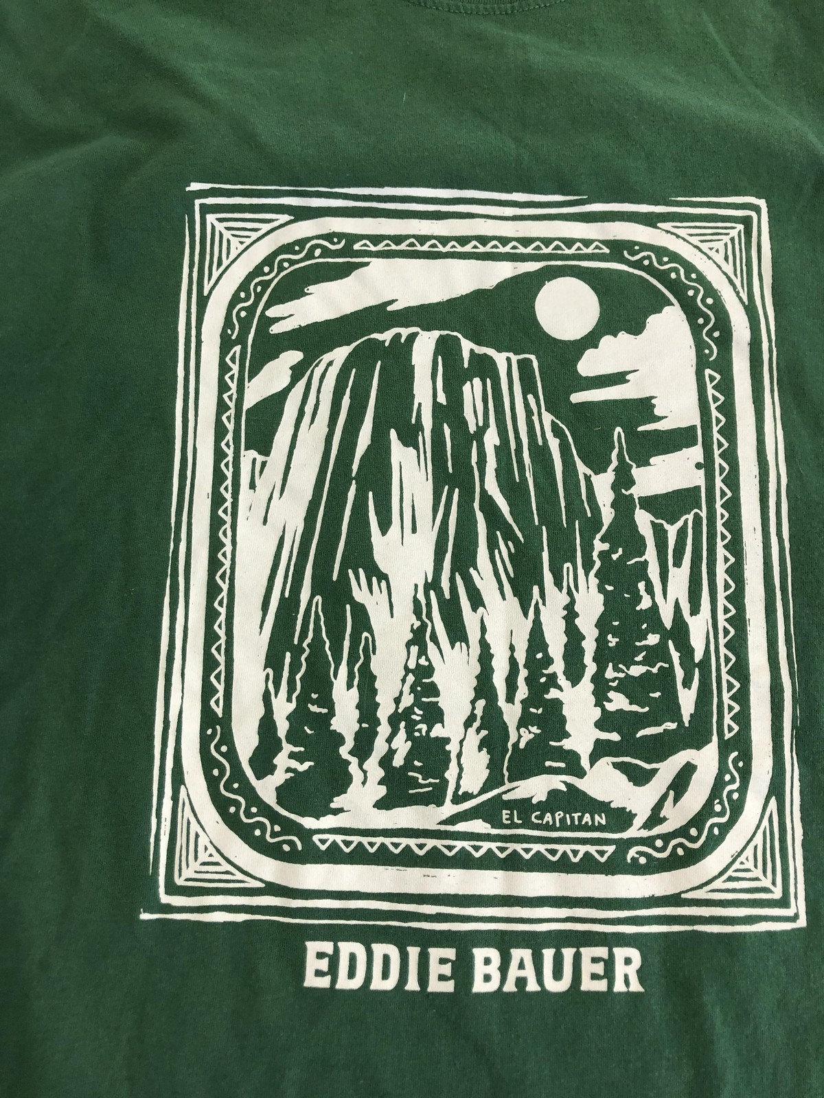 Eddie Bauer Shirt Mens Large Green El Capitan Graphic Tee Tagless Outdoor Nature