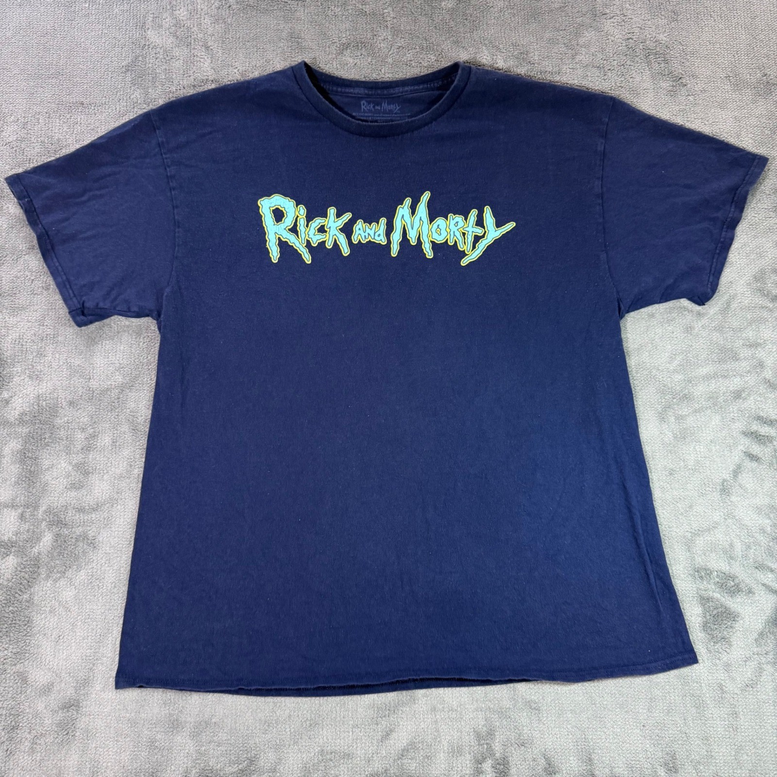 Rick and Morty Mens XL Navy Blue Graphic T-Shirt Character Back Print Cotton