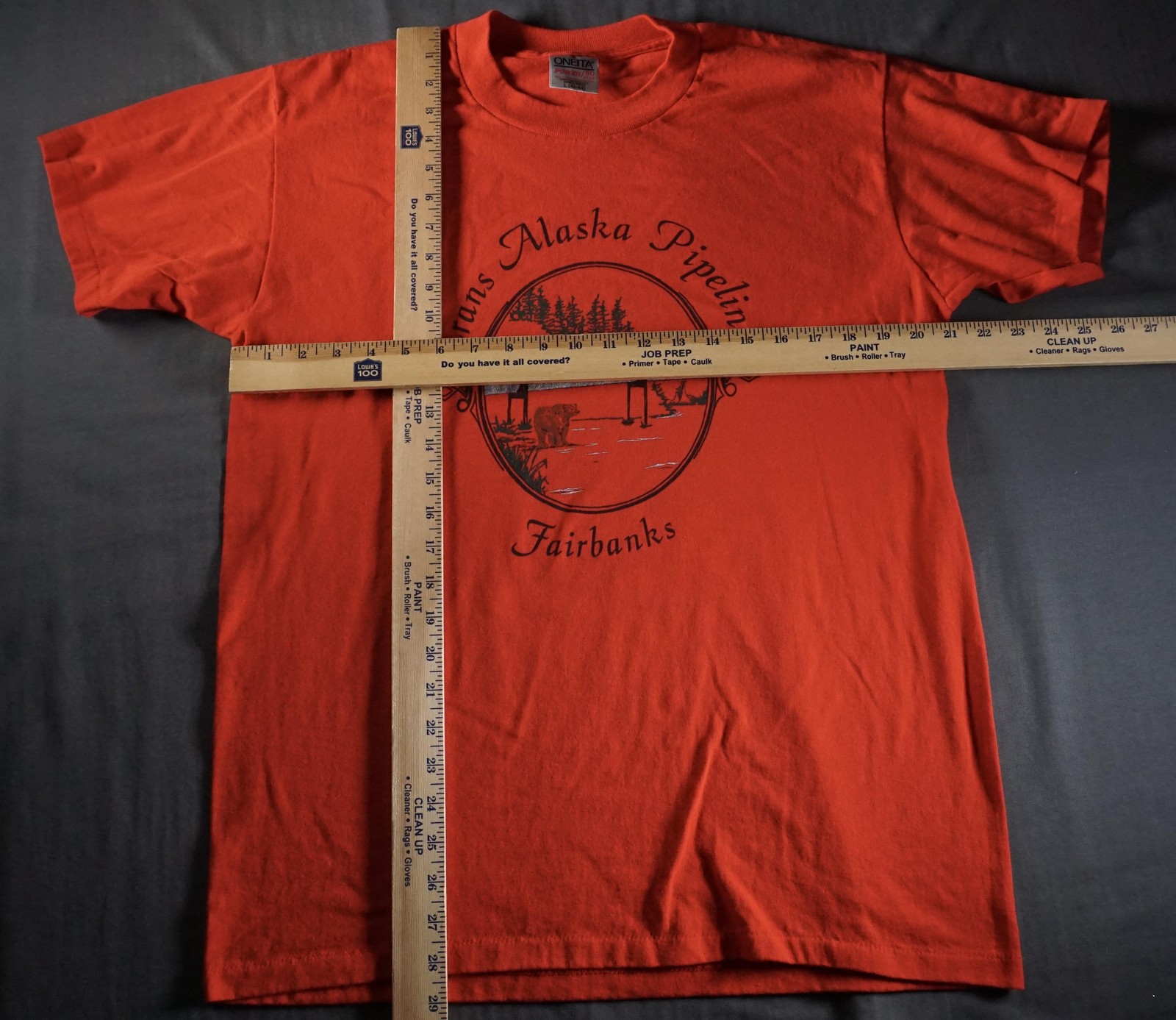 Vintage Trans Alaska Pipeline Shirt Mens Large Red Fairbanks Alaska Souvenir 90s