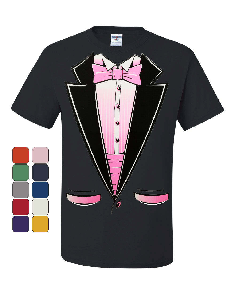 Pink Tuxedo T-Shirt Funny Party Wedding Birthday Tux Tee