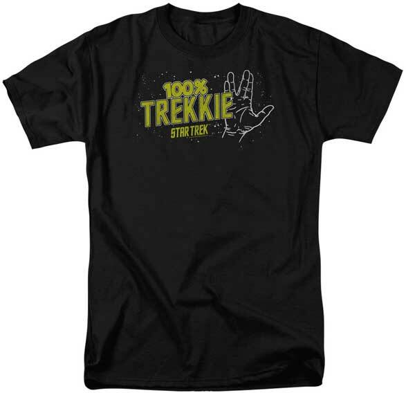 Star Trek 100% Trekkie Vulcan Salute Black T-shirt Official Licensed Unworn New