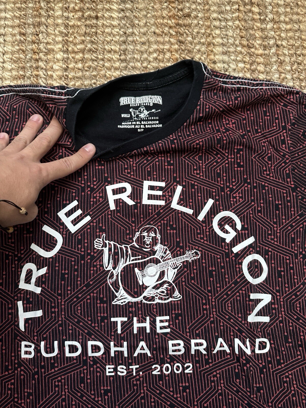 TRUE RELIGION Black Red BUDDHA Short Sleeve Designer T-shirt