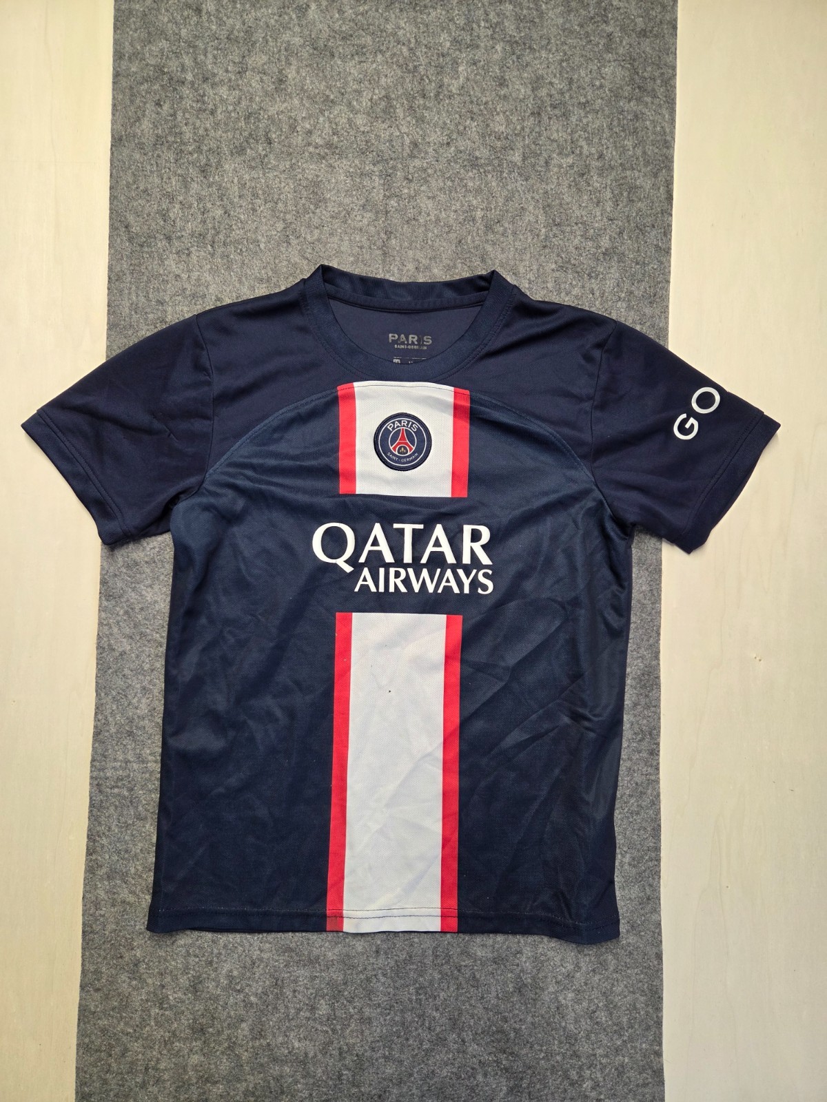 Paris Saint German Boys Blue T Shirt Mbappe Short Sleeves Printed Tee