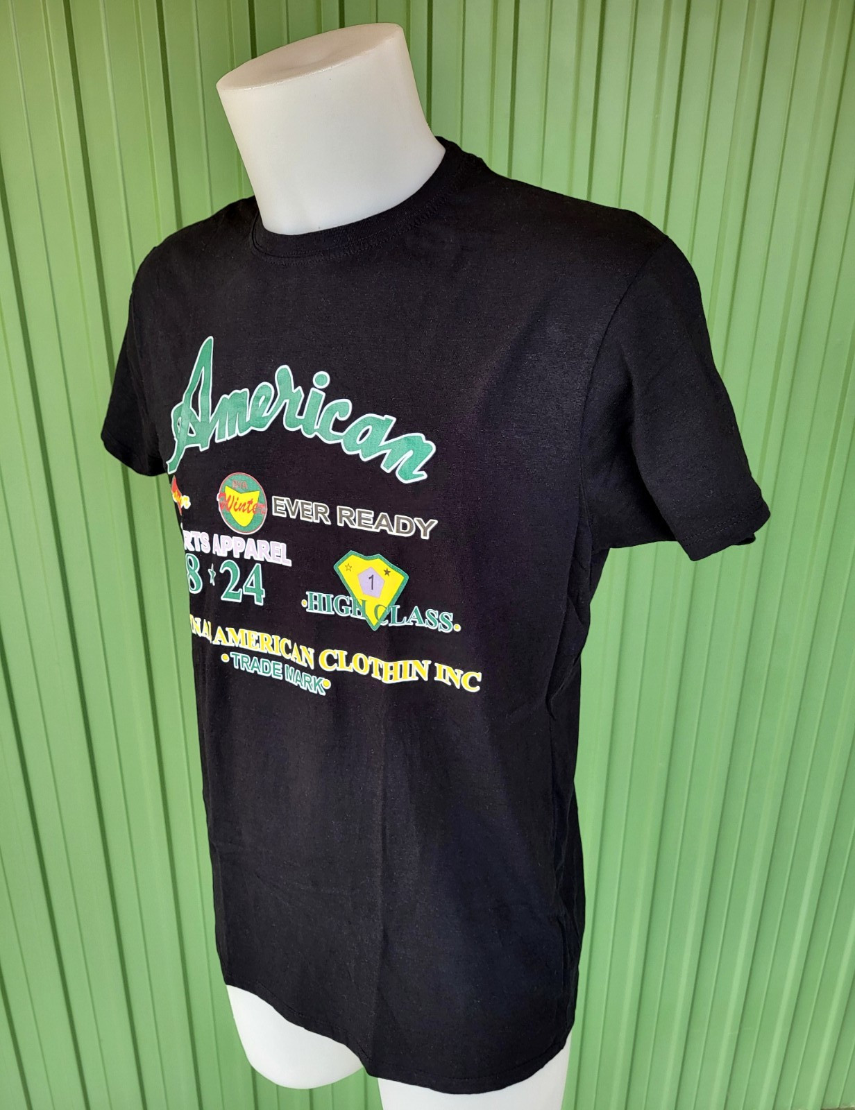 BY AMERICAN [Size L] Black Cotton Crew Neck T-Shirt (PANINARO)