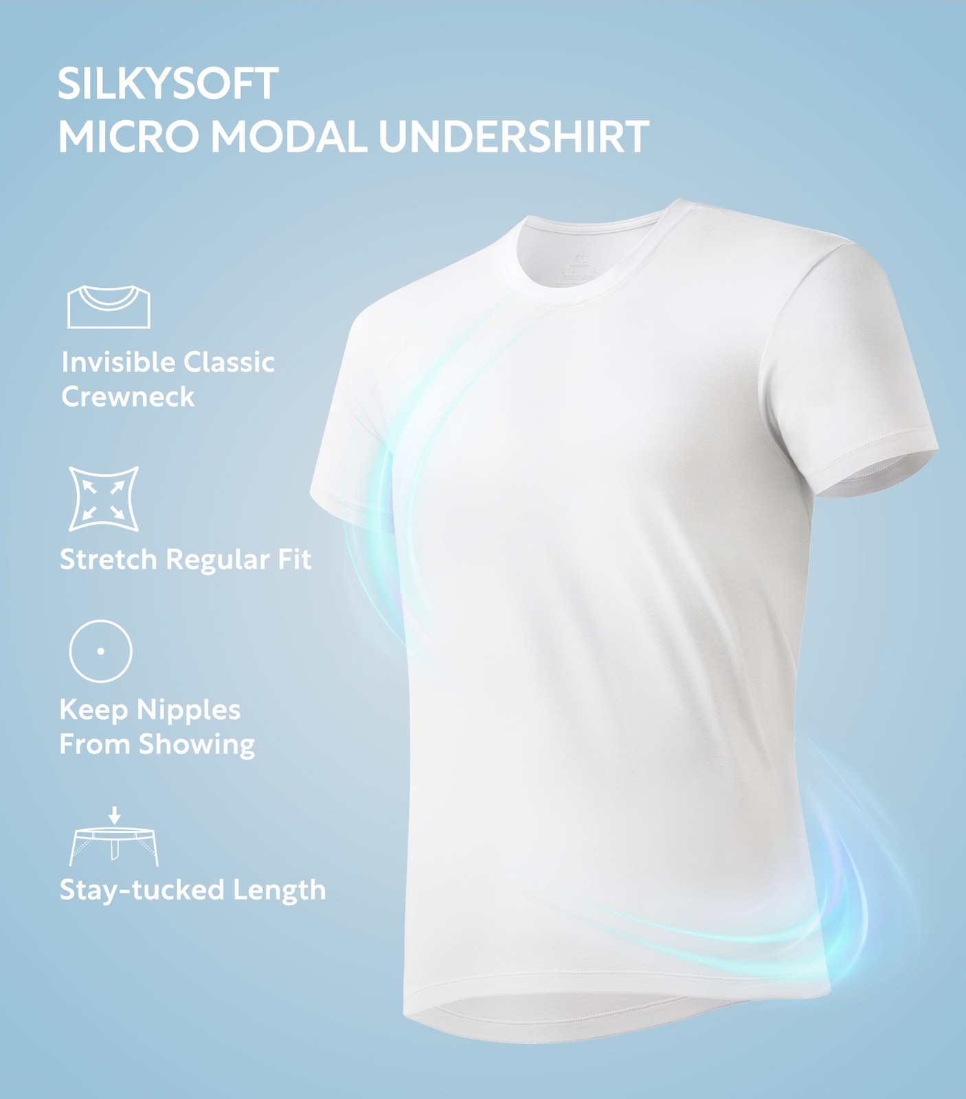 3-Pack David Archy Men’s Micro Modal Undershirts, Soft Stretchy Crewneck Tees,