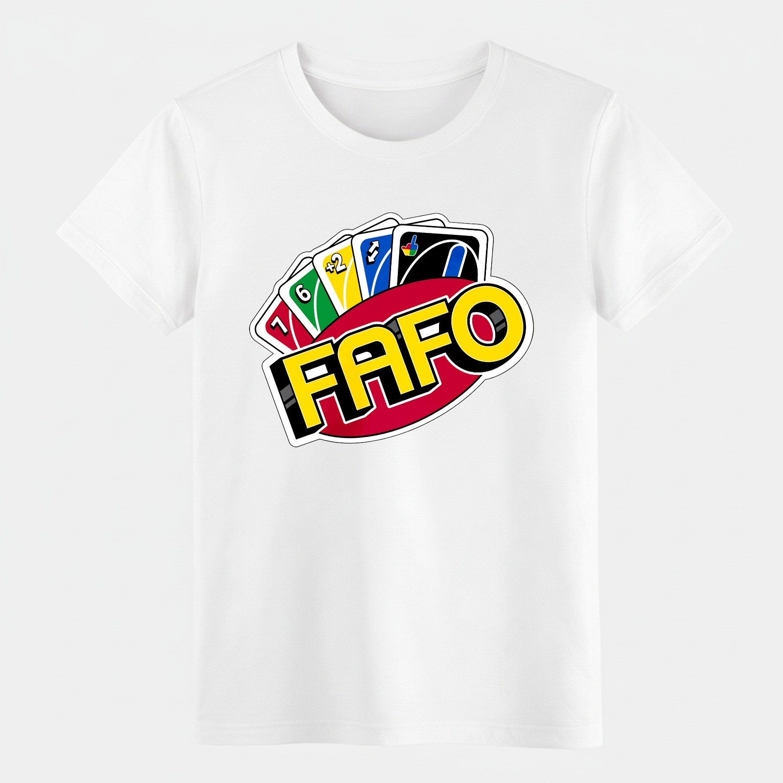 Unisex Retro FAFO Uno Classic Card Game Graphic Casual Shirt Streetwear Meme Tee