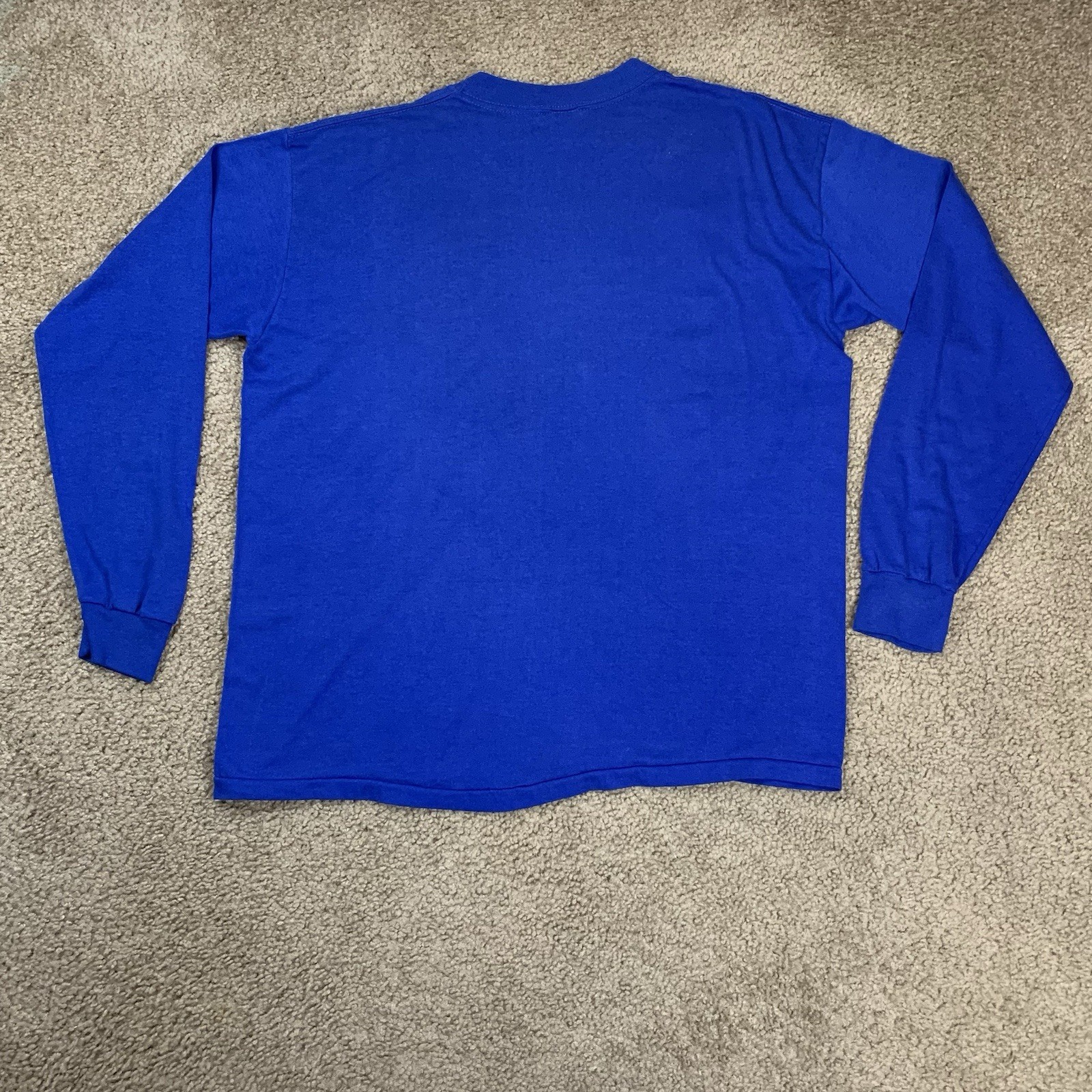 Vintage 80s Russell Mens Large Blue Long Sleeve T Shirt Preppy Sports School
