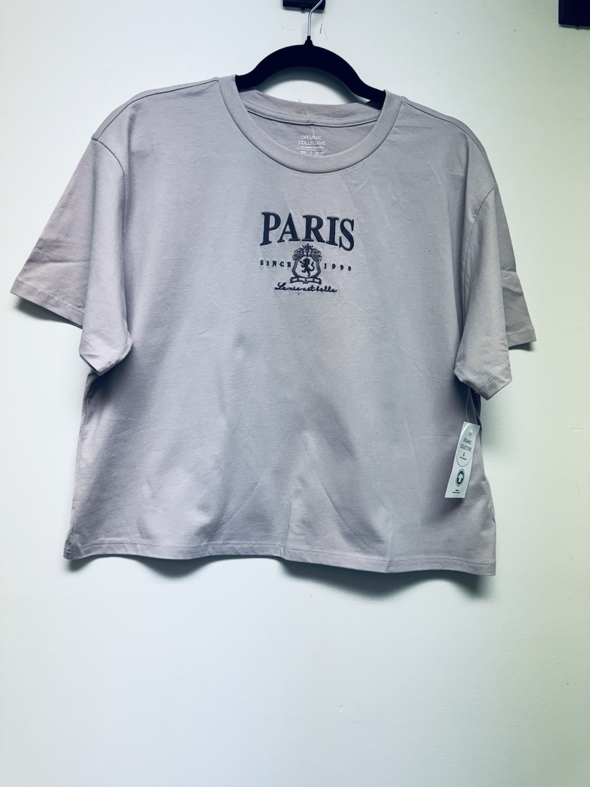 Organic Collective Paris Graphic Logo Crew Neck Short Sleeve T-Shirt Lavender XL