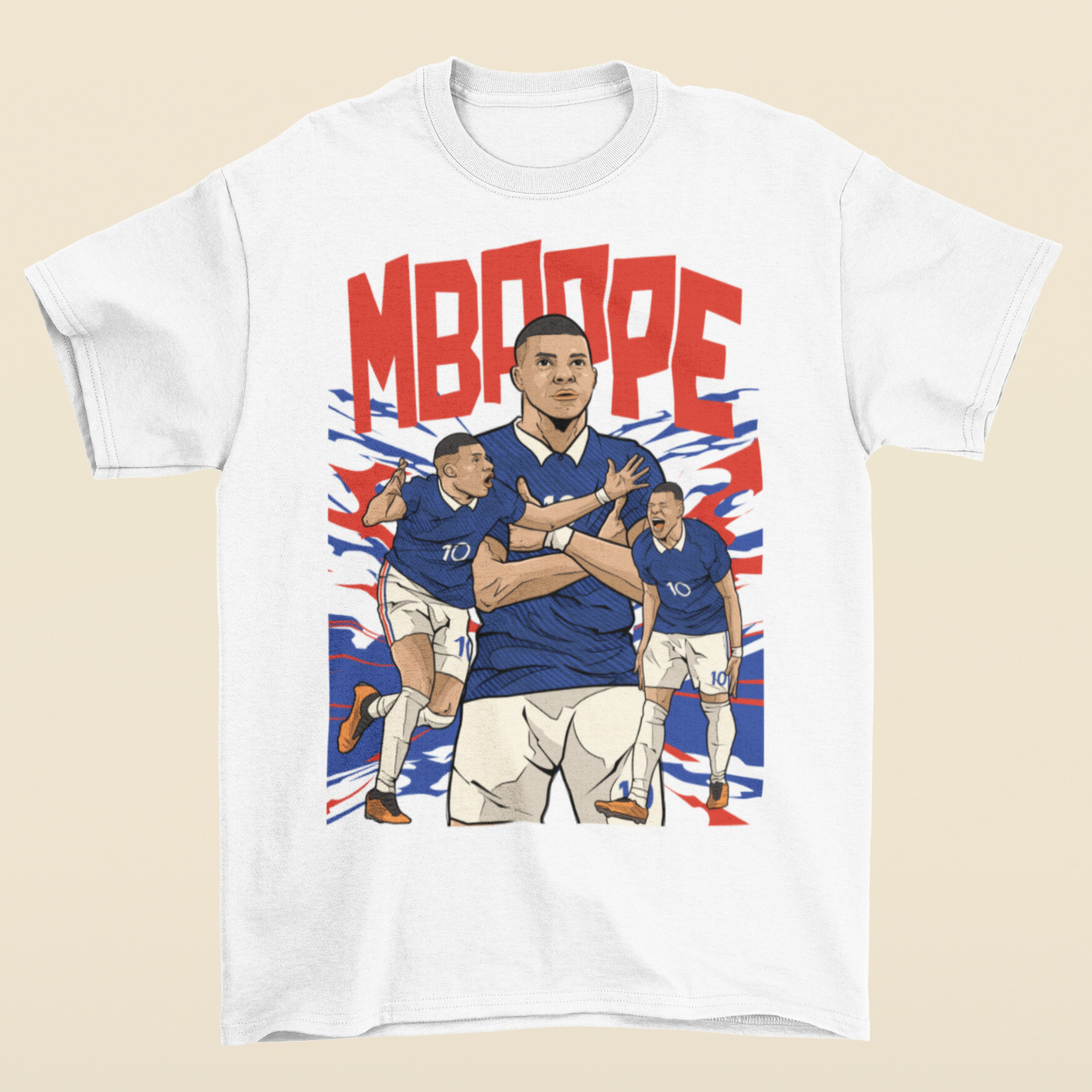 Kylian Mbappe Cartoon Style Football T-Shirt