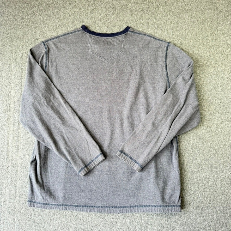 Eddie Bauer Mens XL Gray Long Sleeve Cotton Crewneck T-Shirt Contrast Stitching