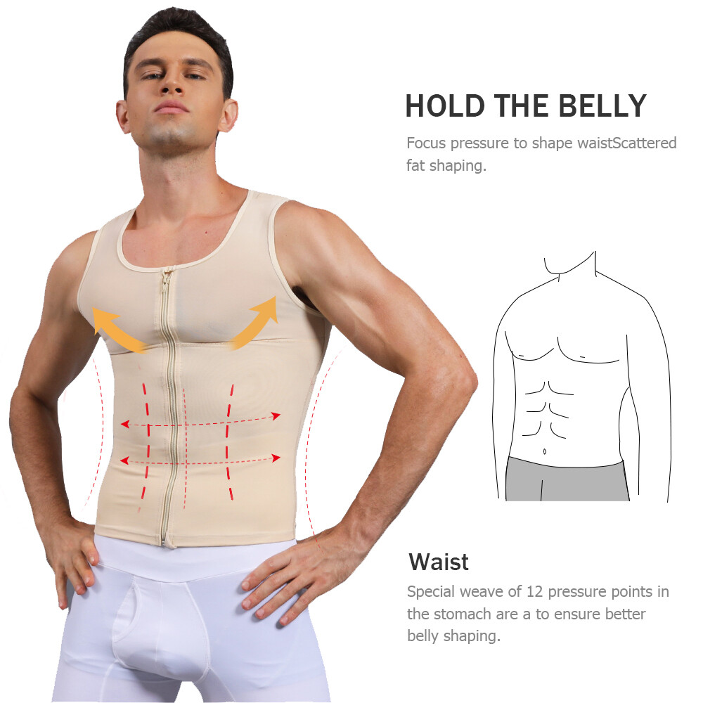 Mens Compression Vest Slimming Body Shaper Tummy Control Gynecomastia Undershirt