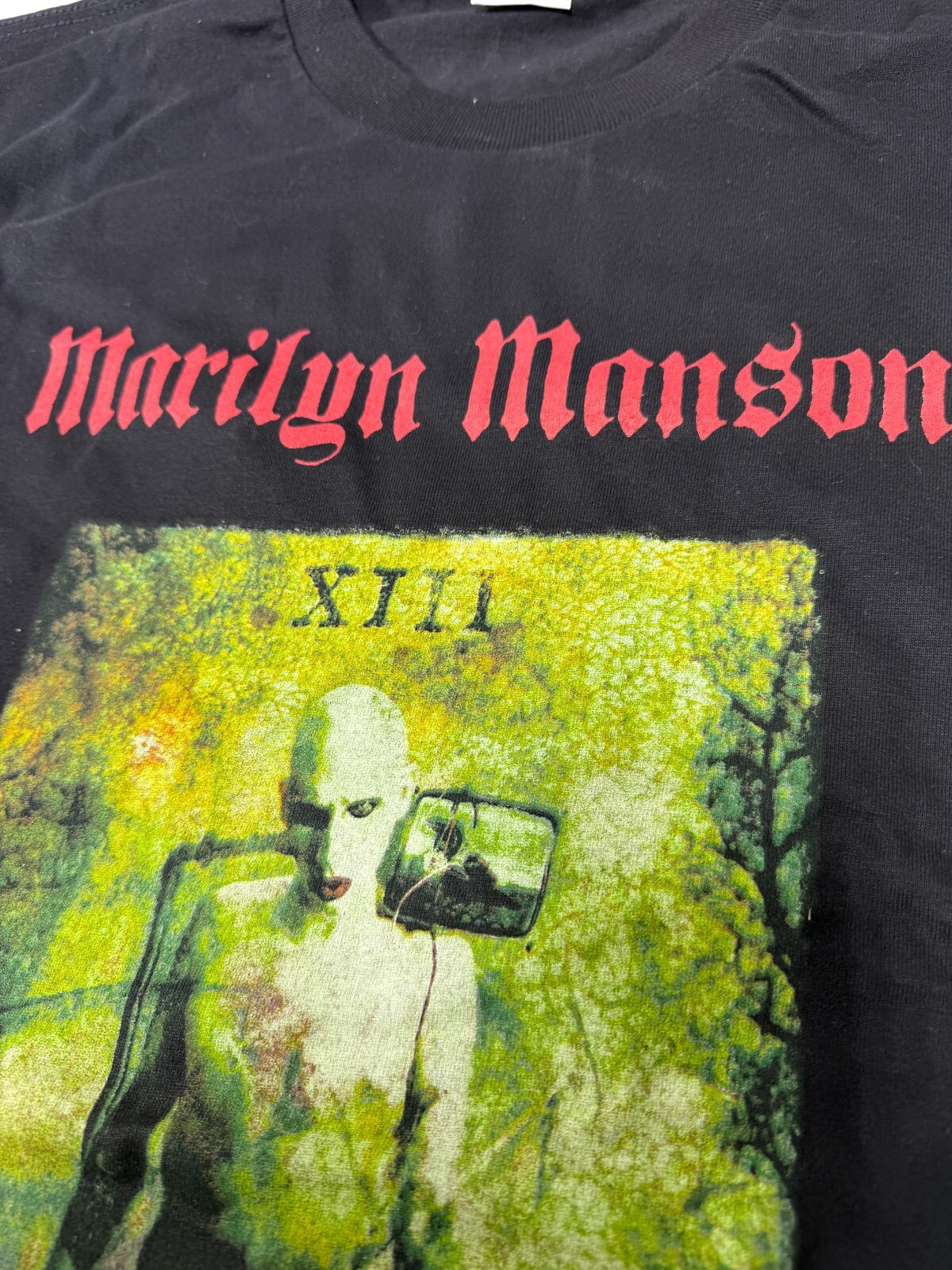 Rare Vintage Merch Marilyn Manson Death Tarot Card 2000 Cotton BG Shirt Size XL