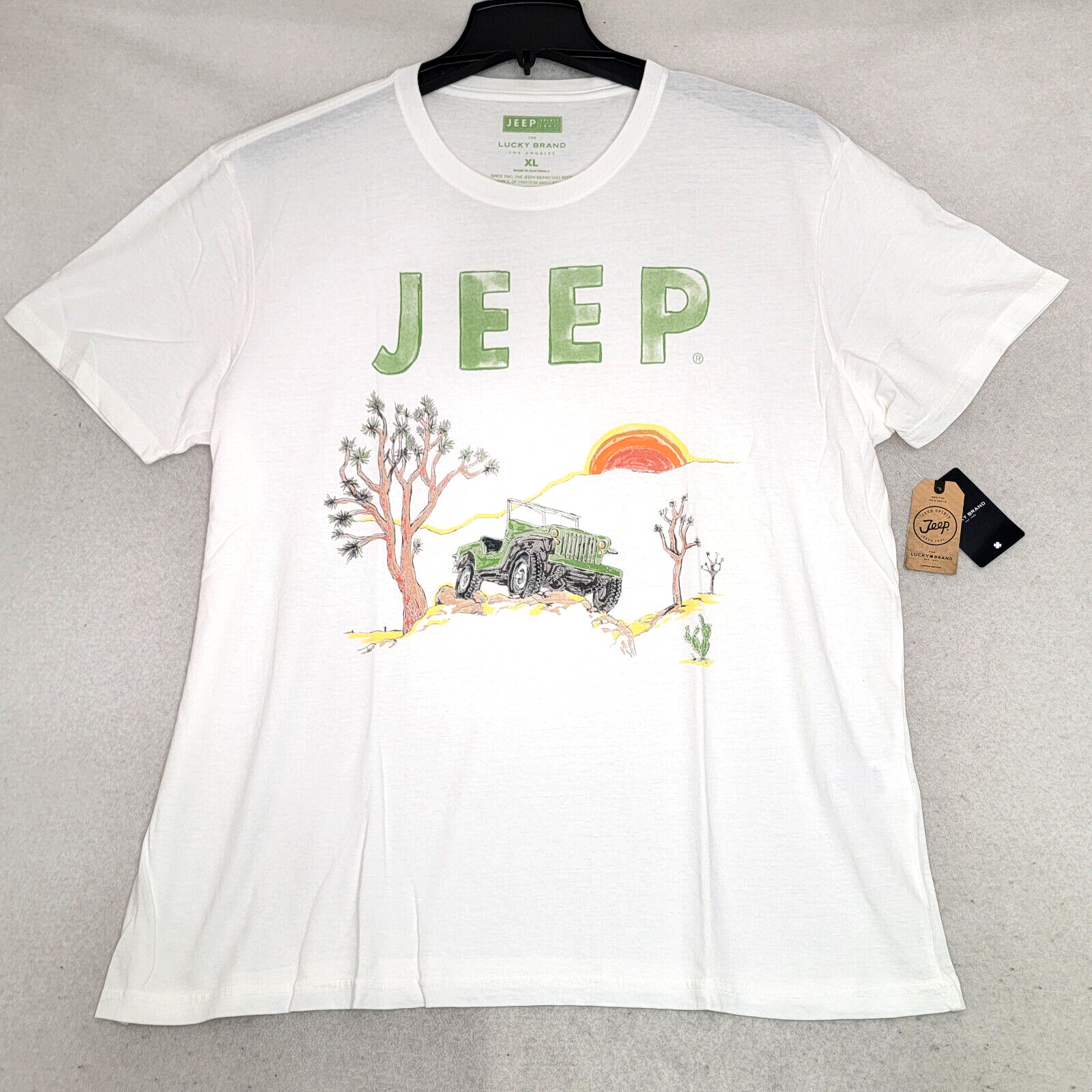 Lucky Brand JEEP SPIRIT T SHIRT MENS XL WHITE 1941 VINTAGE Willys 4X4 FCA NWT