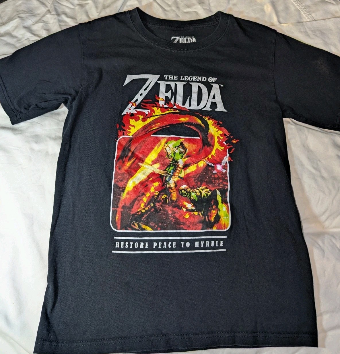 The Legend of Zelda Restore Peace To Hyrule Graphic T-shirt, Black, Size S