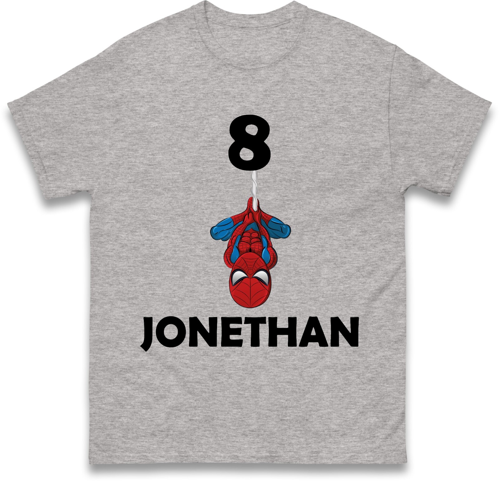 Hanging Spiderman Birthday T Shirt, Your Name and Age Customise T Shirt, Kids Te
