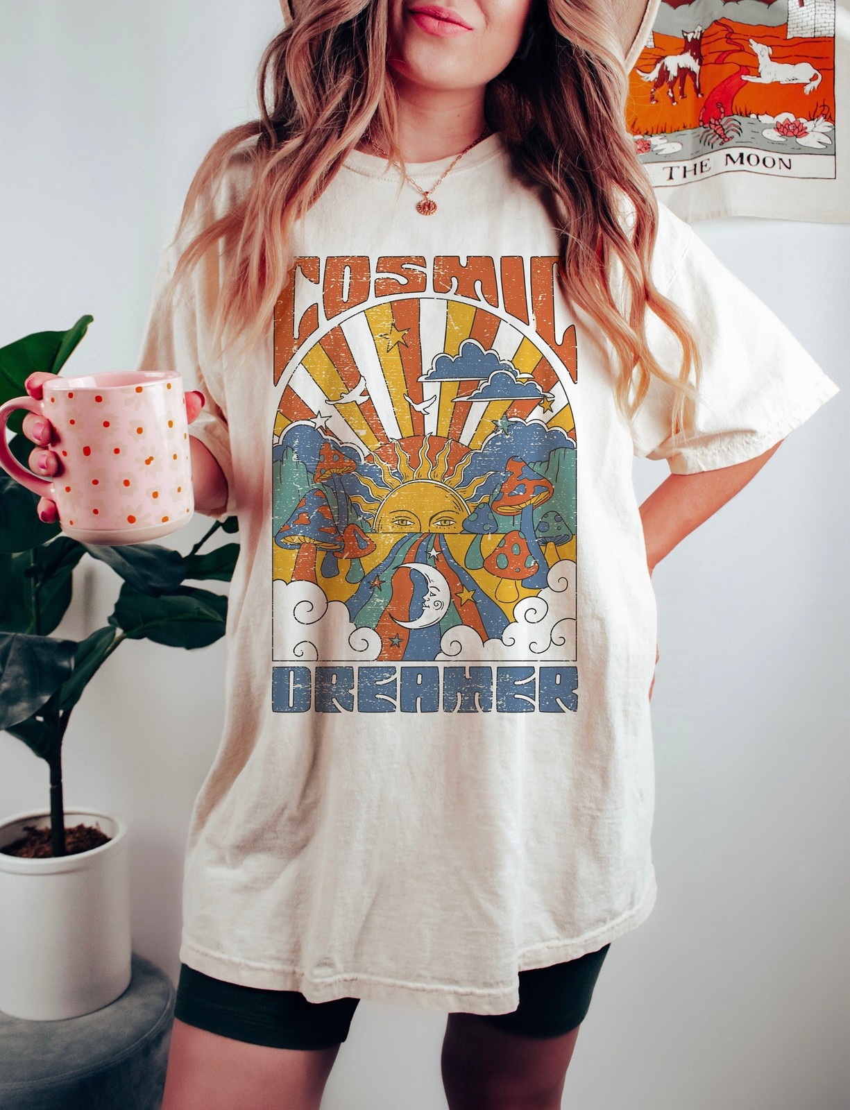Cosmic Dreamer Tee Peace T-Shirt Hippie Graphic Tee Vintage Inspired Cotton