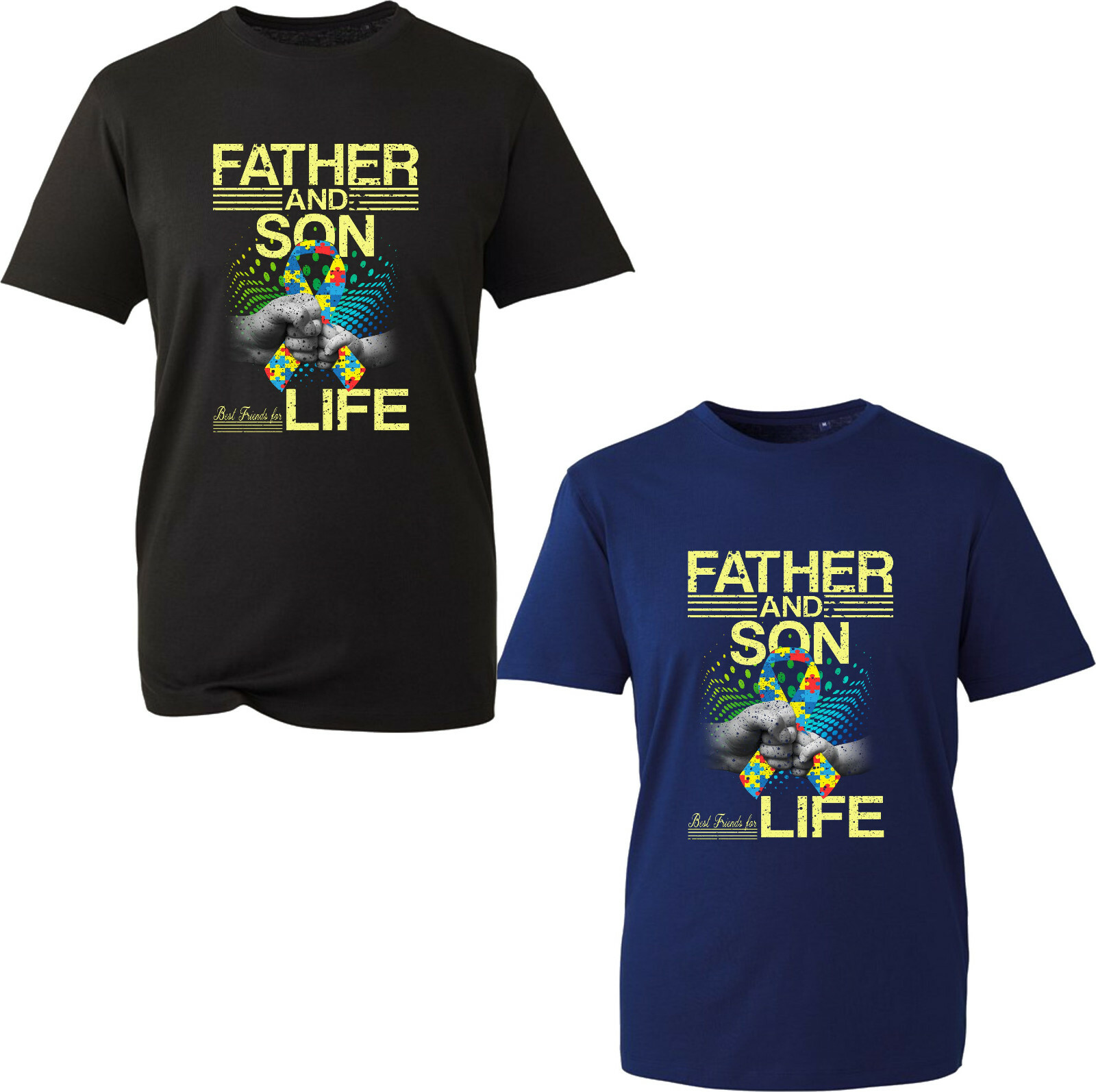 Autism Awareness Father & Son Best Friends For Life T-shirt Unisex Gift Tee Tops