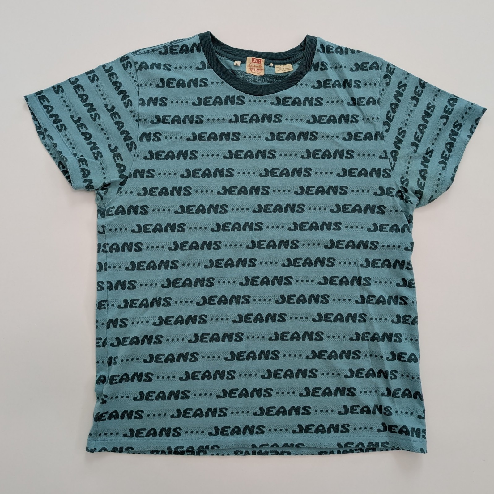 $115 Levi’s Vintage Clothing LVC Jeans Jacquard T-Shirt Large Blue 100% Cotton