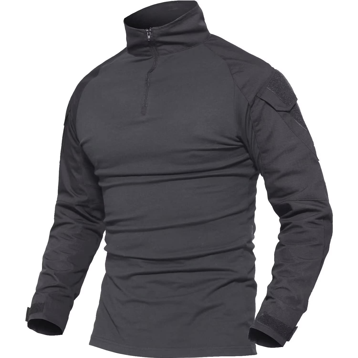 Mens Training Shirts Outdoor Hiking Long Sleeve Pocket 1/4 Zip Ripstop Work Tops