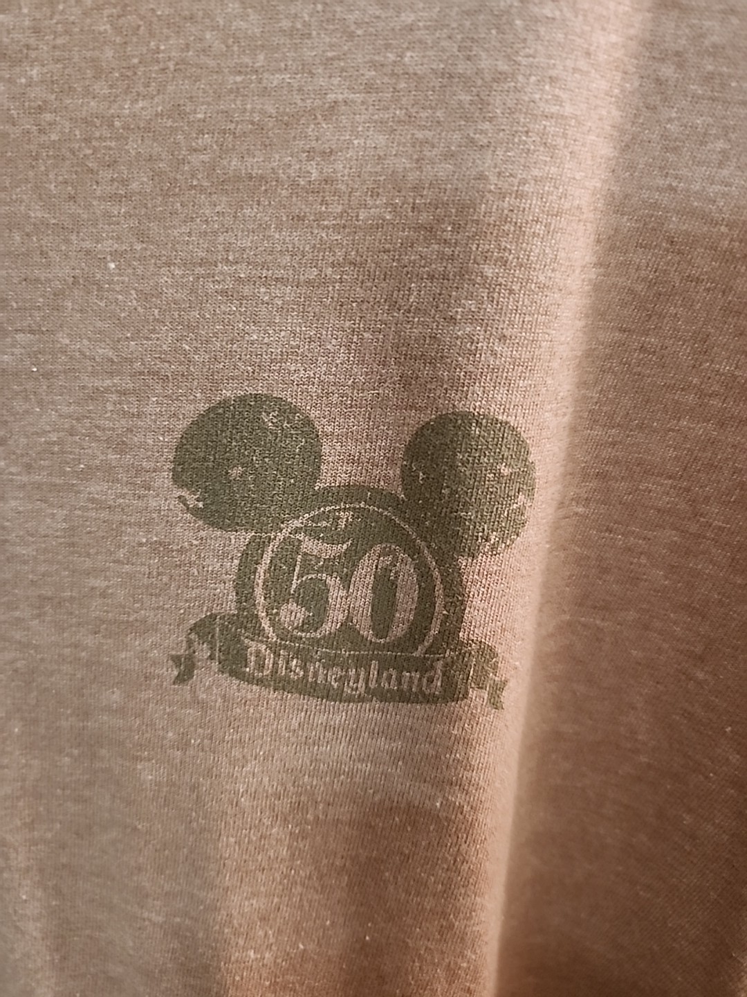 2005 Disneyland 50th Anniversary Ringer T-Shirt Brown Happiest Place Size XL