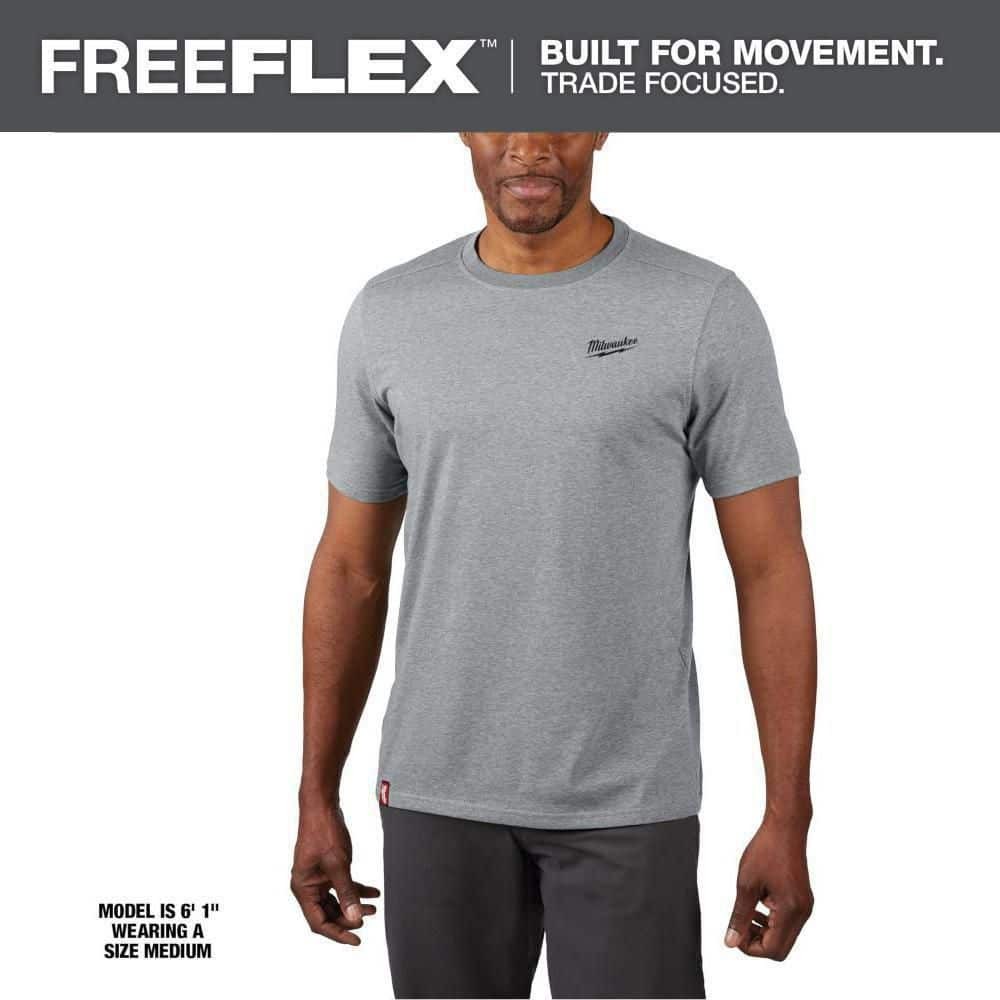Milwaukee Men’s Medium Gray Cotton/Polyester Short-Sleeve Hybrid Work T-Shirt