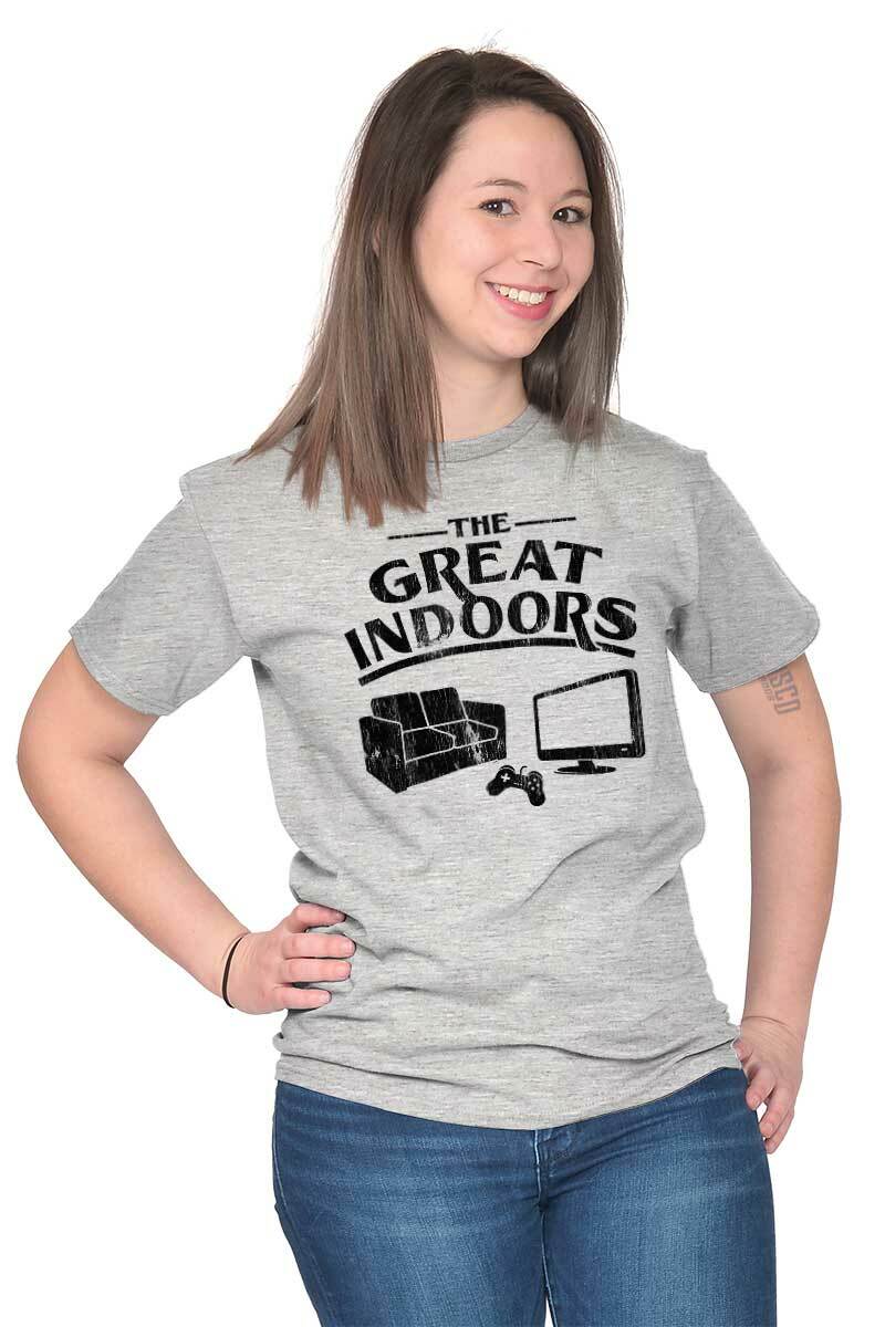 Funny Video Game The Great Indoors Introvert Mens Casual Crewneck T Shirts Tees