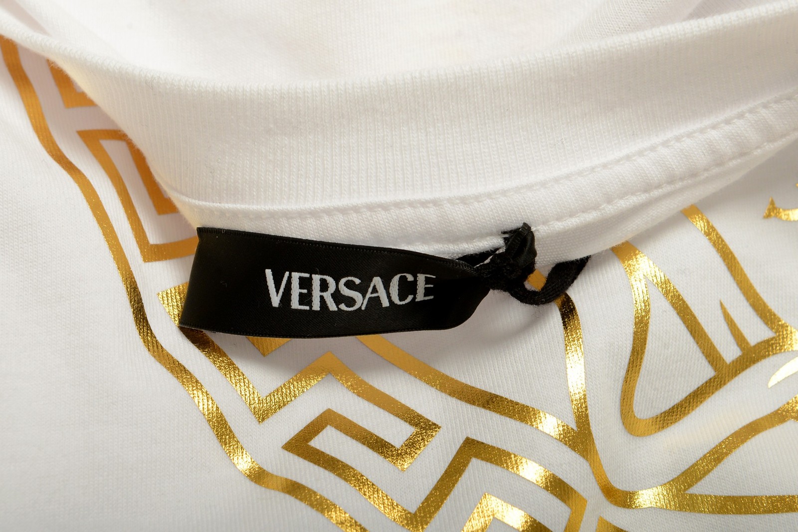 Versace Men’s Gold Medusa Print White Short Sleeve Crewneck T-Shirt US 2XL IT 56