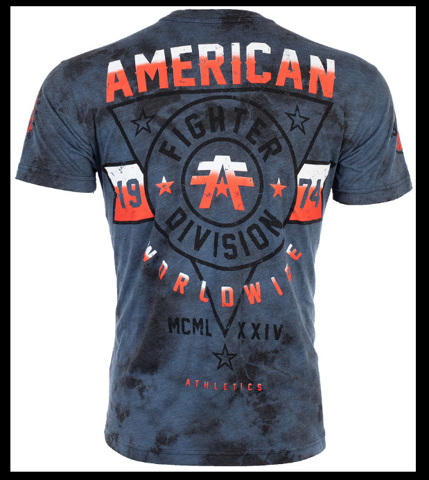 AMERICAN FIGHTER Navy Blue Tie SILVERLAKE Athletic Graphic T-shirt NWT