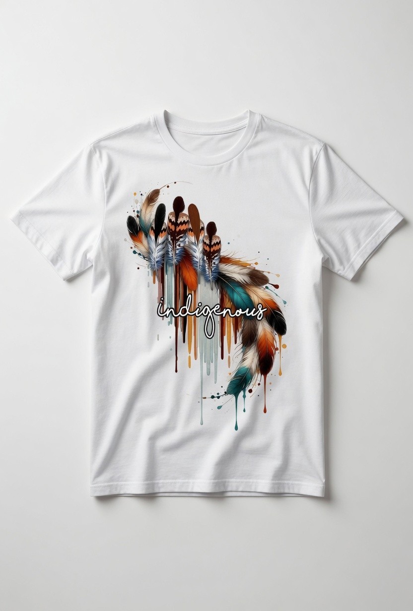 Indigenous Feathers T-Shirt – Native American Pride Watercolor Tee