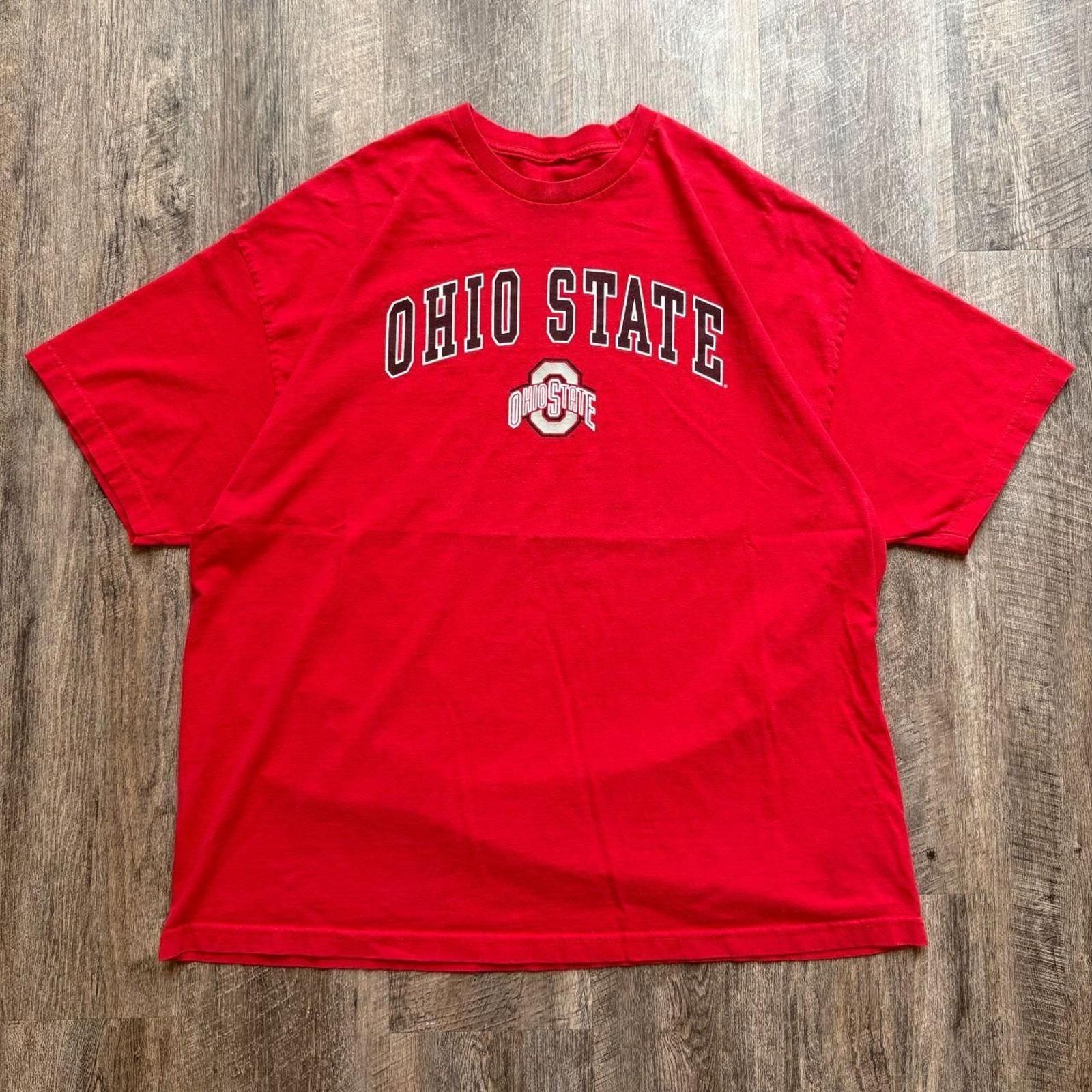 1990s Red Ohio State Arch Logo Spell-out Tee