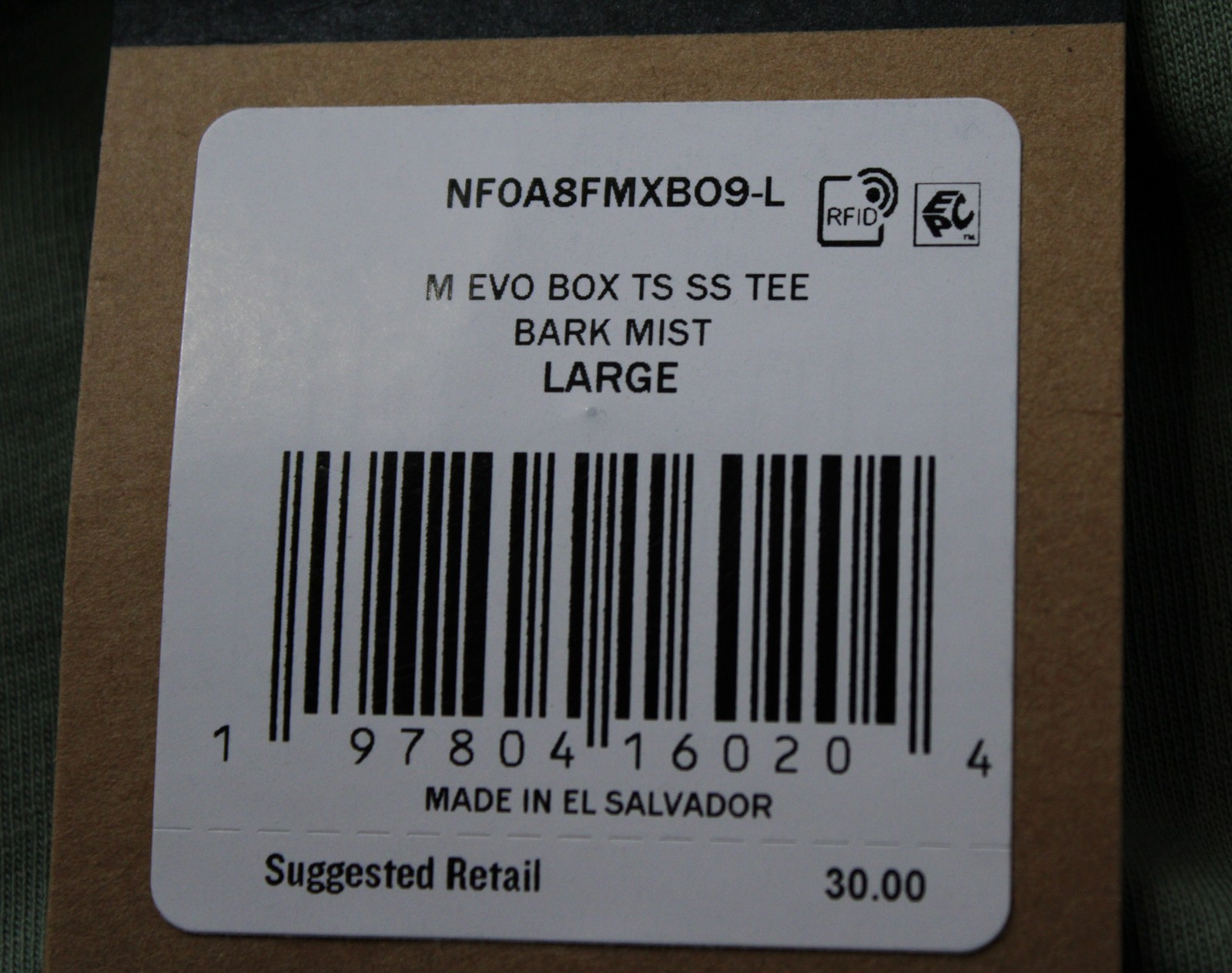 The North Face Men’s Evolution Box Toss Fill Graphic Tee EH6 Dark Mist Large NWT