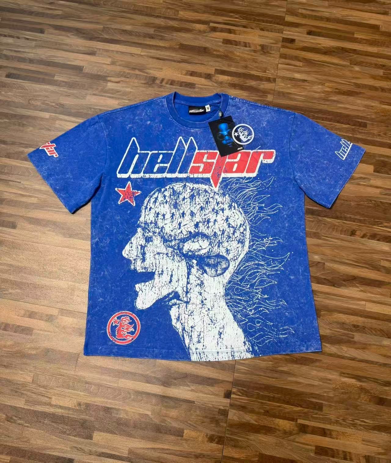 Hellstar tee shirt Men’s Klein Blue Cotton NEW
