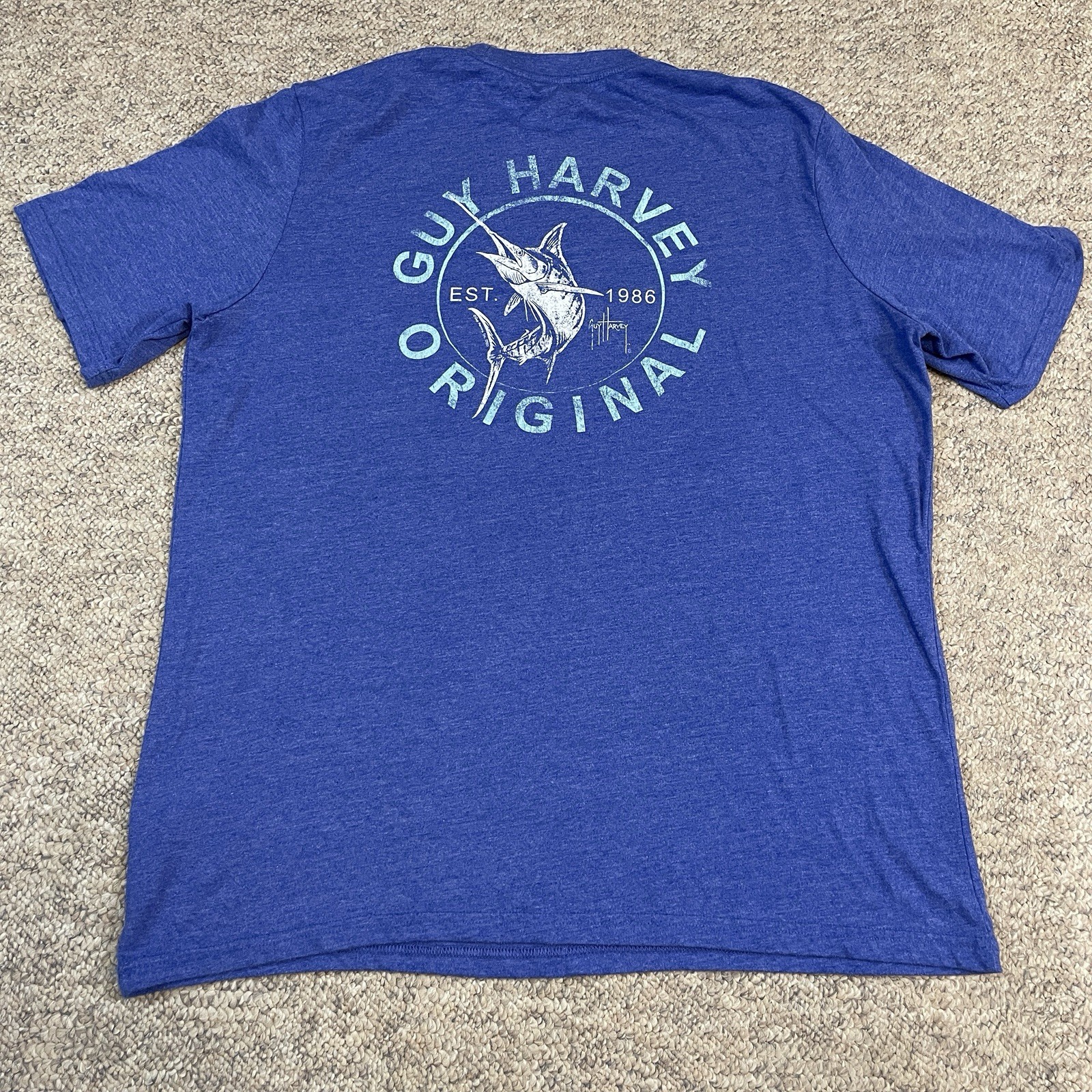 Guy Harvey Original EST. 1986 T Shirt Size XL Blue Fishing Boating Outdoors