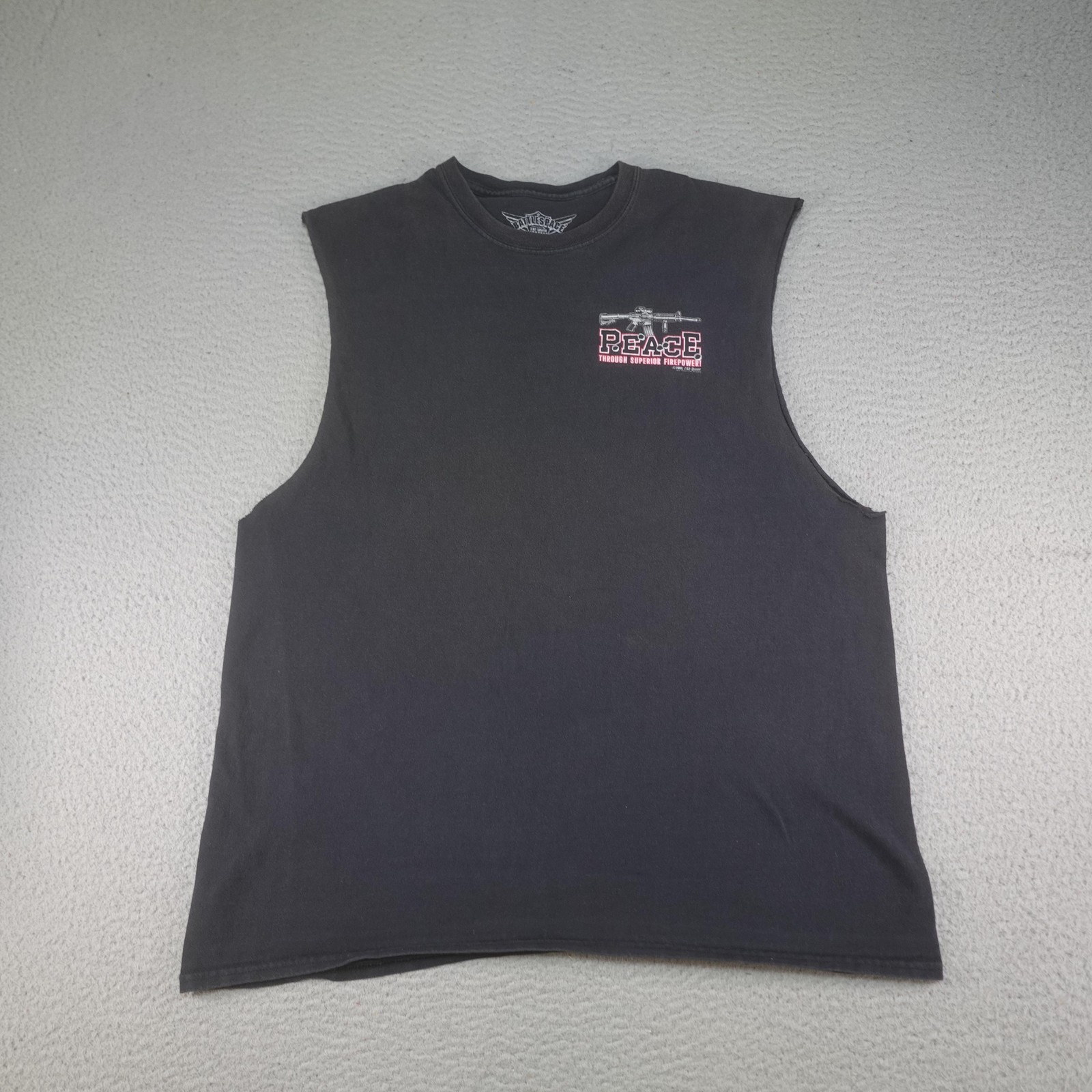 7.62 Design Shirt Mens XL Black Peace Through Superior Firepower Tank Top Muscle
