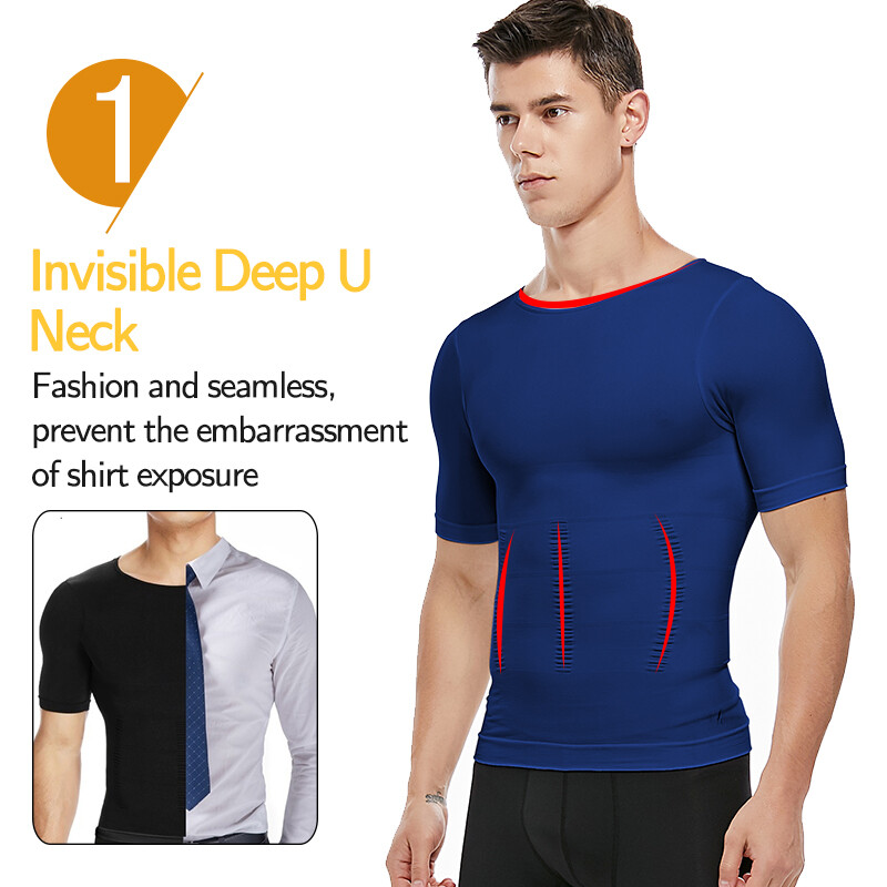 Men’s Slimming T-shirt Weight Loss Body Shaper Tank Tops Chest Compression Shirt