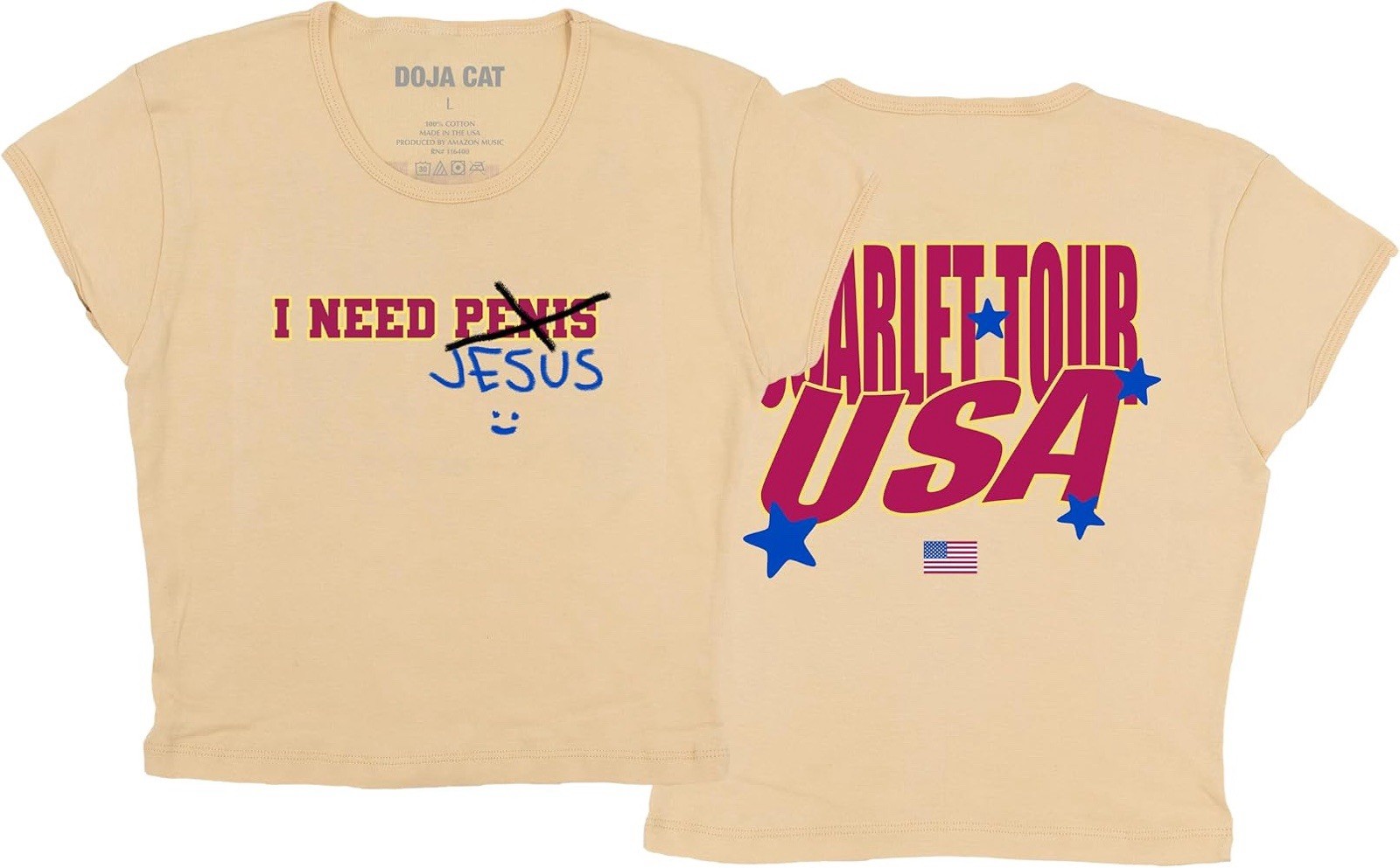 Official Doja Cat Scarlet Tour USA “I Need Jesus” Graphic T-Shirt