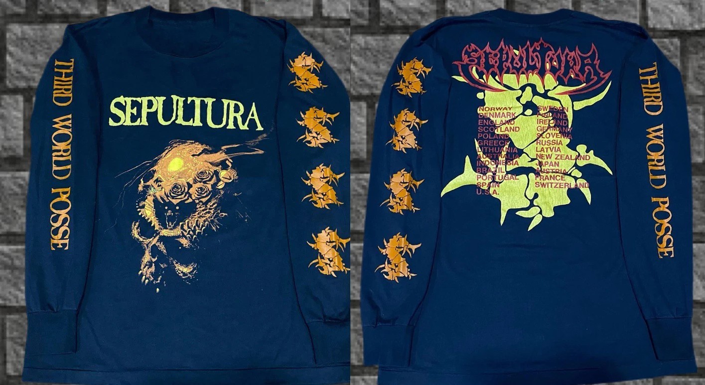 1992 Sepultura – Third World Posse Tour Vintage Long Sleeves Shirt Navy TU568