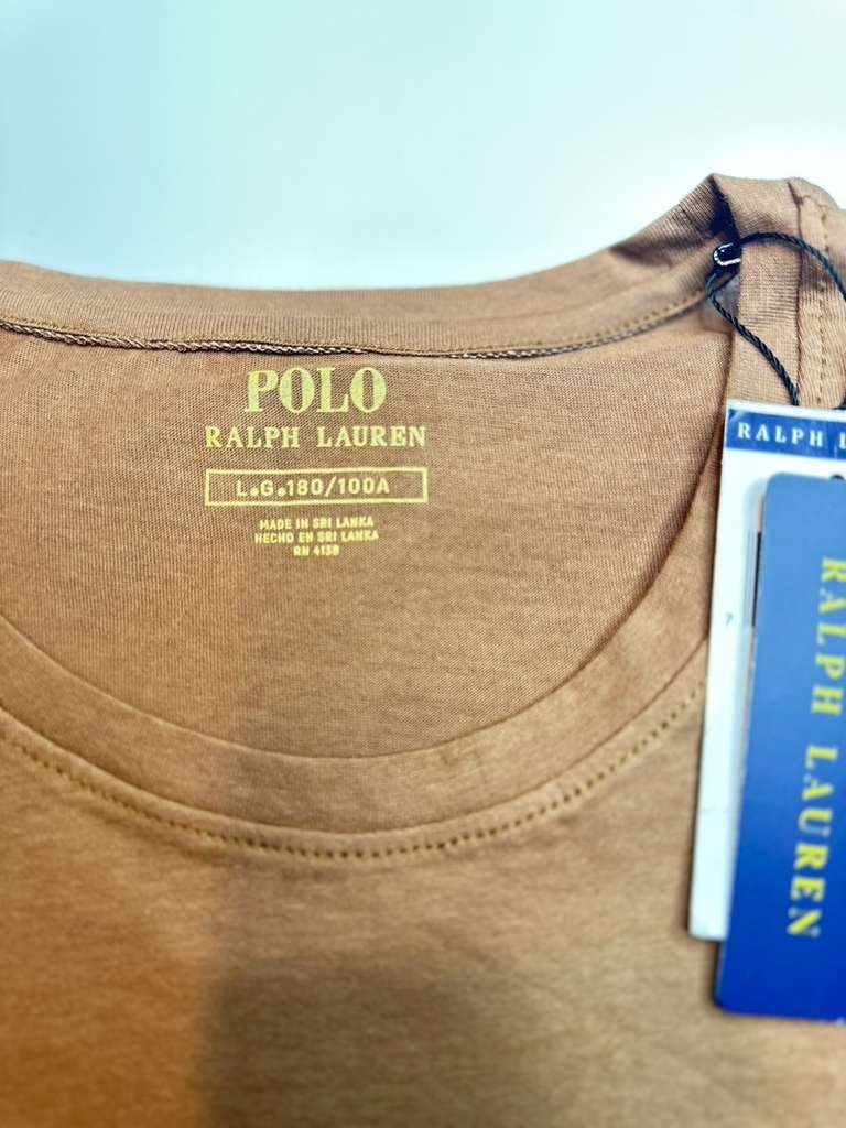 NWT Polo Ralph Lauren Men Short Sleeve Crew Neck Brown T-Shirt Free Shipping