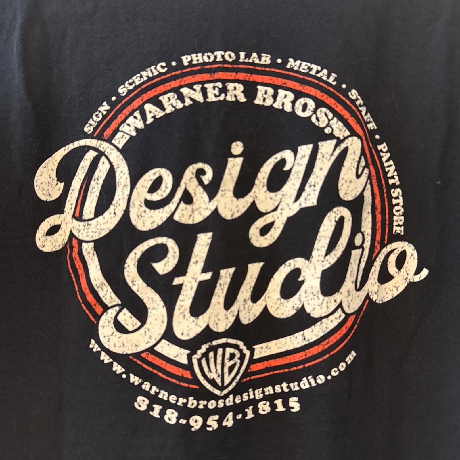 Warner Bros Studio T-Shirt Men’s M black Warner Logo Short Sleeve design studio