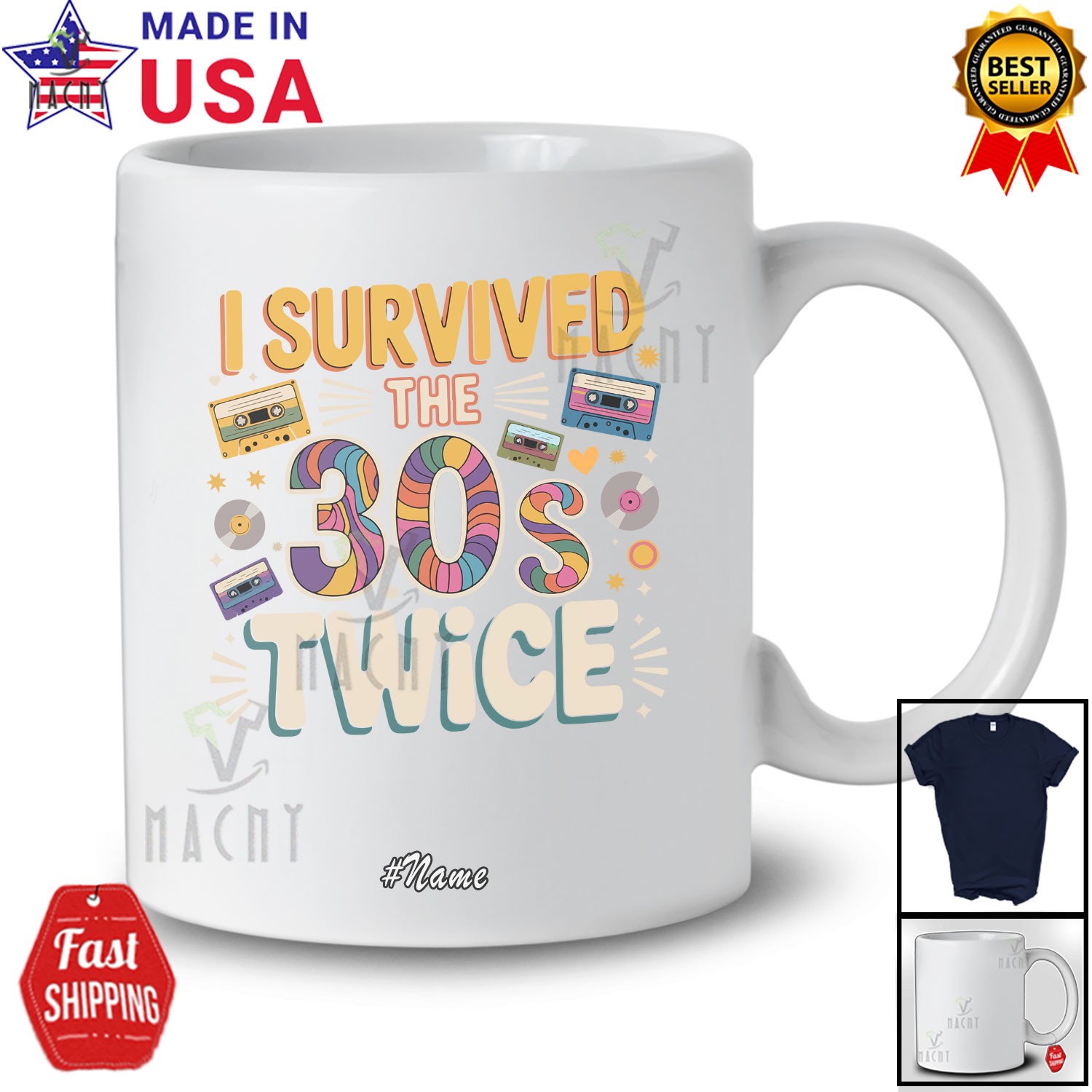 Custom Name Survived 30s Twice; Joyful 30 Years Old 40th Classic Birthday Shirt