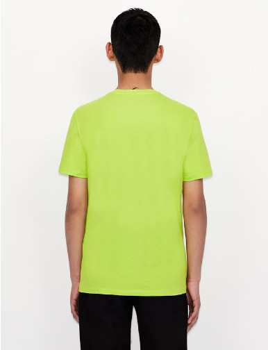 Armani Exchange Short-Sleeve Pure Pima Cotton Jersey V-Neck Shirt Neon Green, S