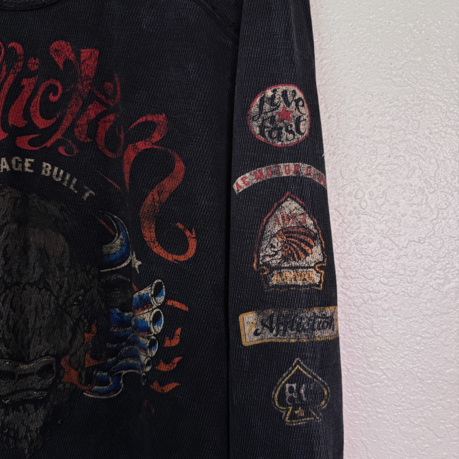 Affliction Thermal Shirt Mens 4X Dakota Hills Reversible Tee Live Fast Y2K NEW