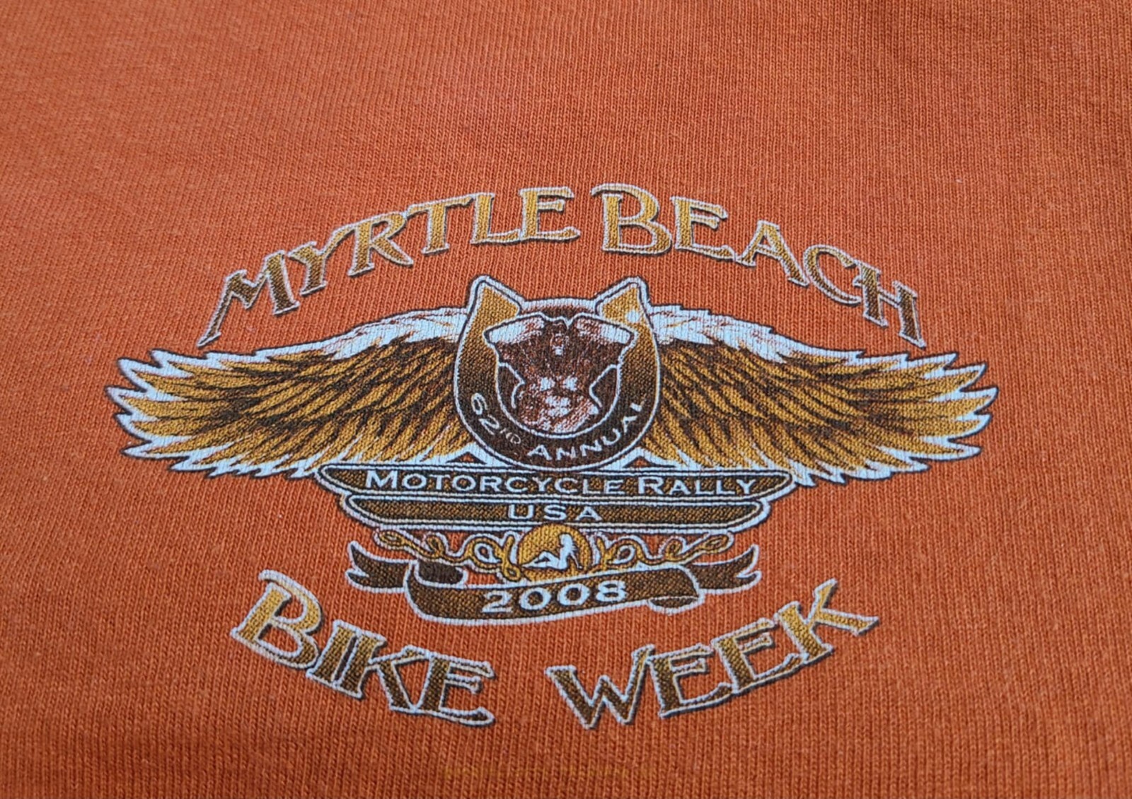 Bike Week Large T-Shirt 2008 Myrtle Beach Rally 62nd Motorcycle Eagle Wings