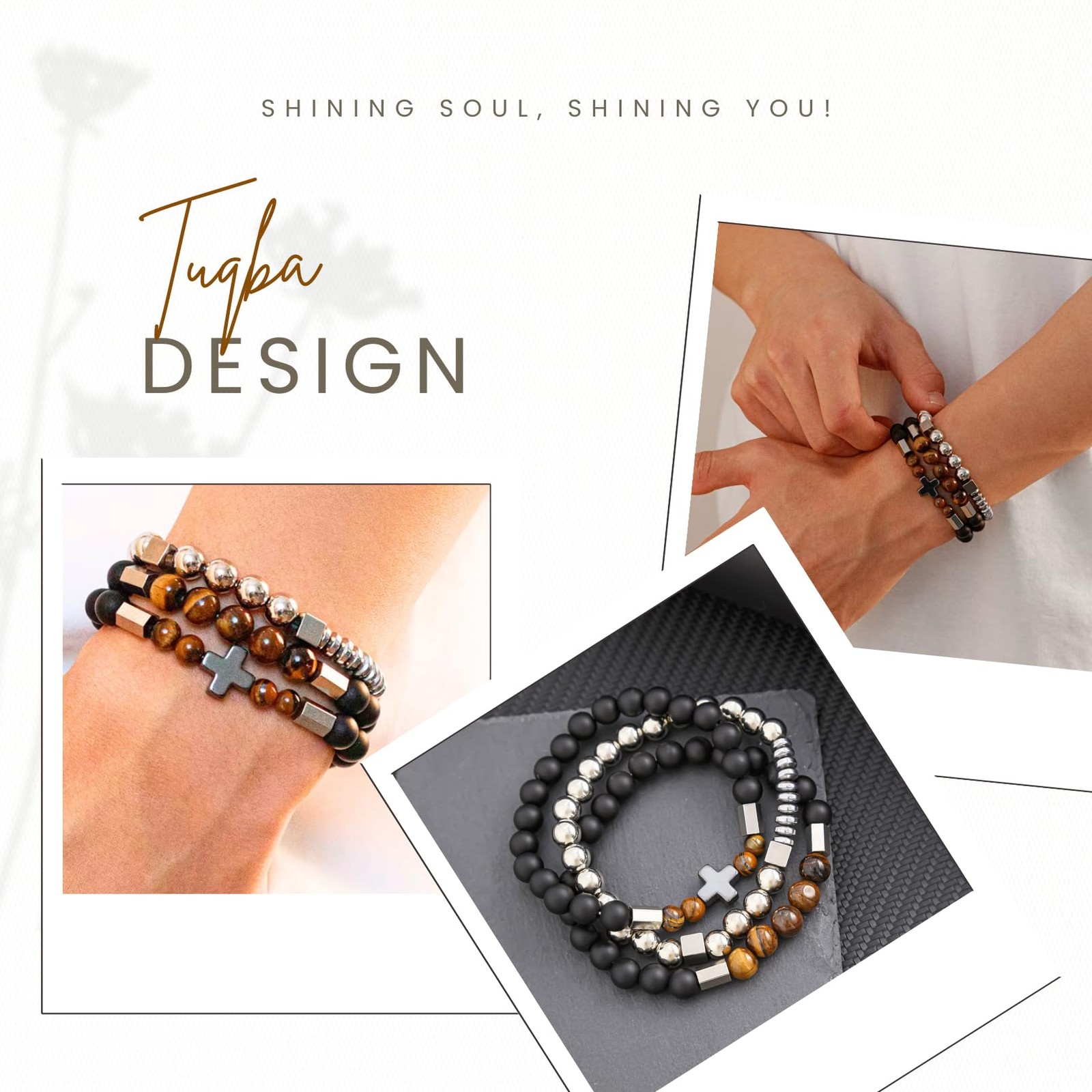 3 PCS Triple Protection Bracelet Set for Men Tiger Eye, Hematite, Onyx Beaded…